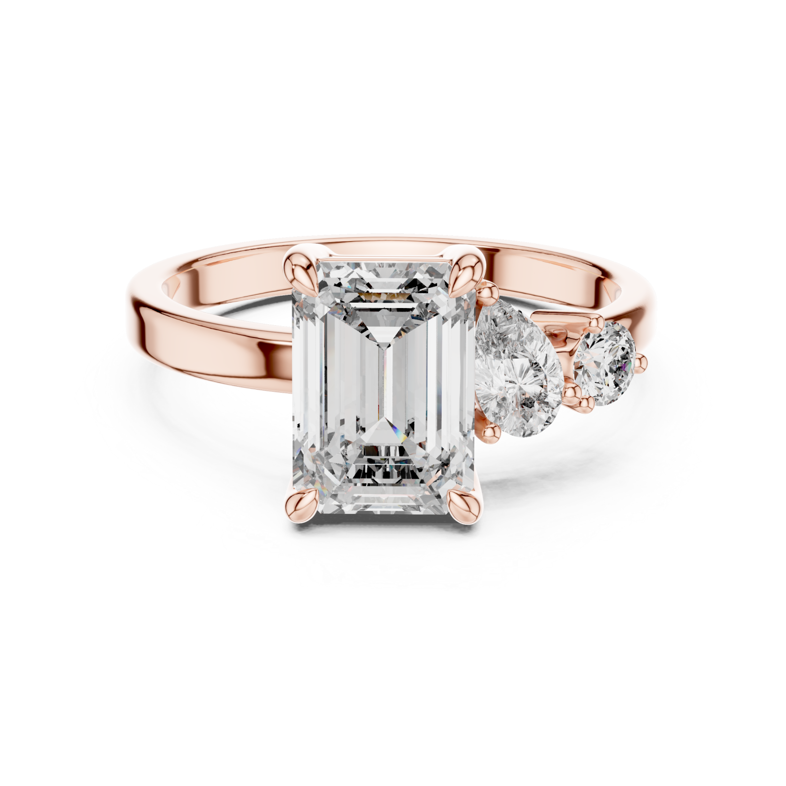 Rose Gold Luminous Crescent Pathway Harmony Cocktail Ring Front View
