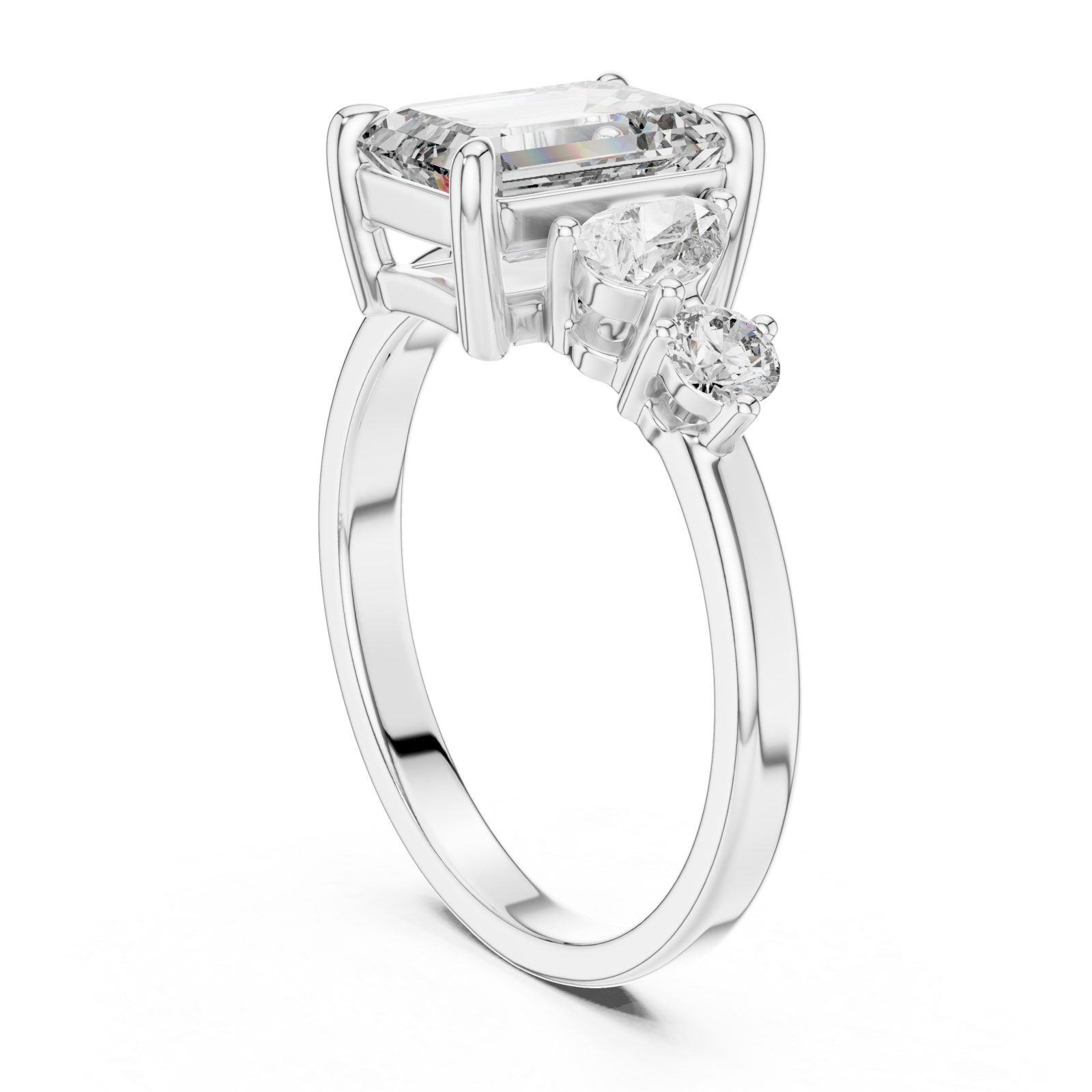  White Gold Luminous Crescent Pathway Harmony Cocktail Ring Left View