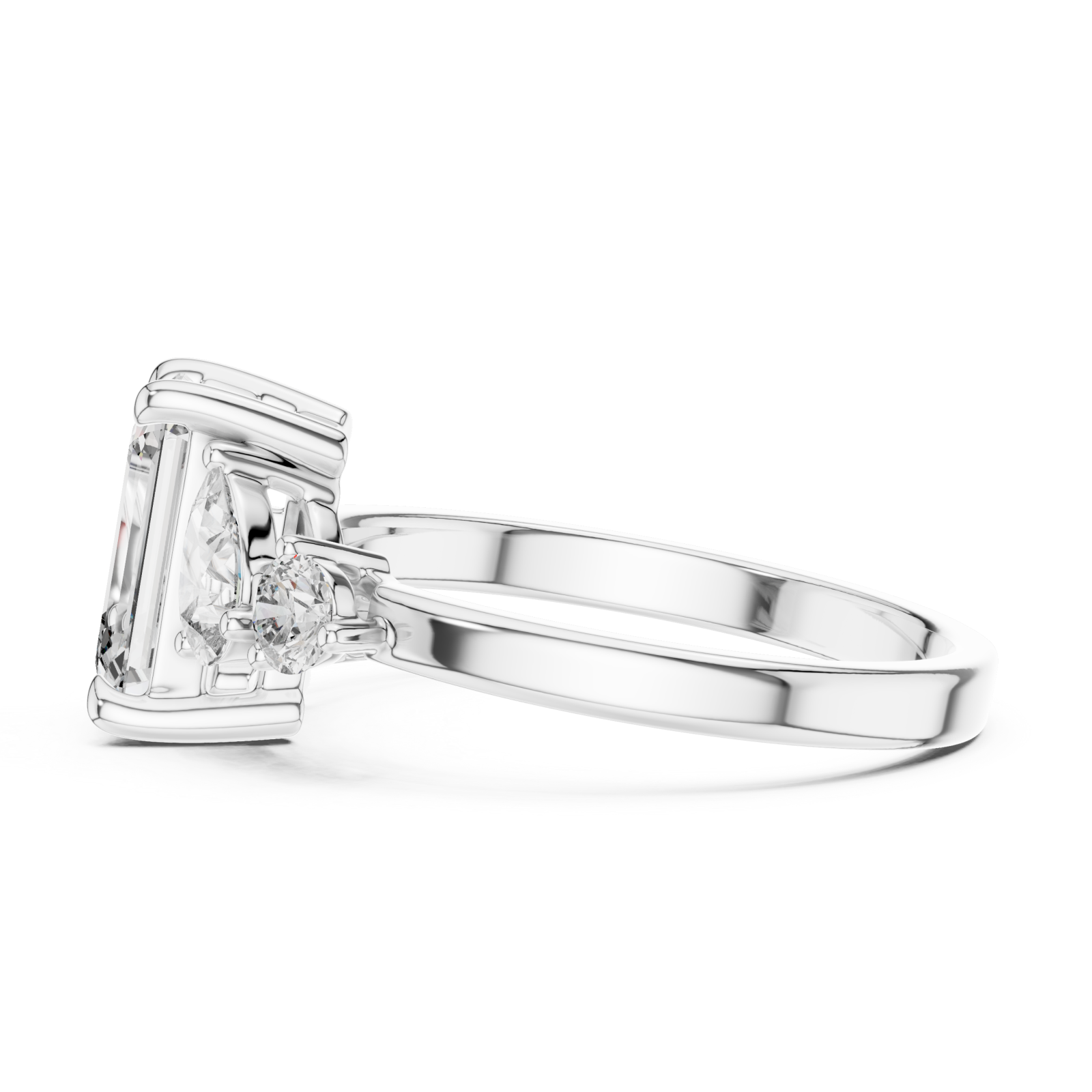  White Gold Luminous Crescent Pathway Harmony Cocktail Ring Side View