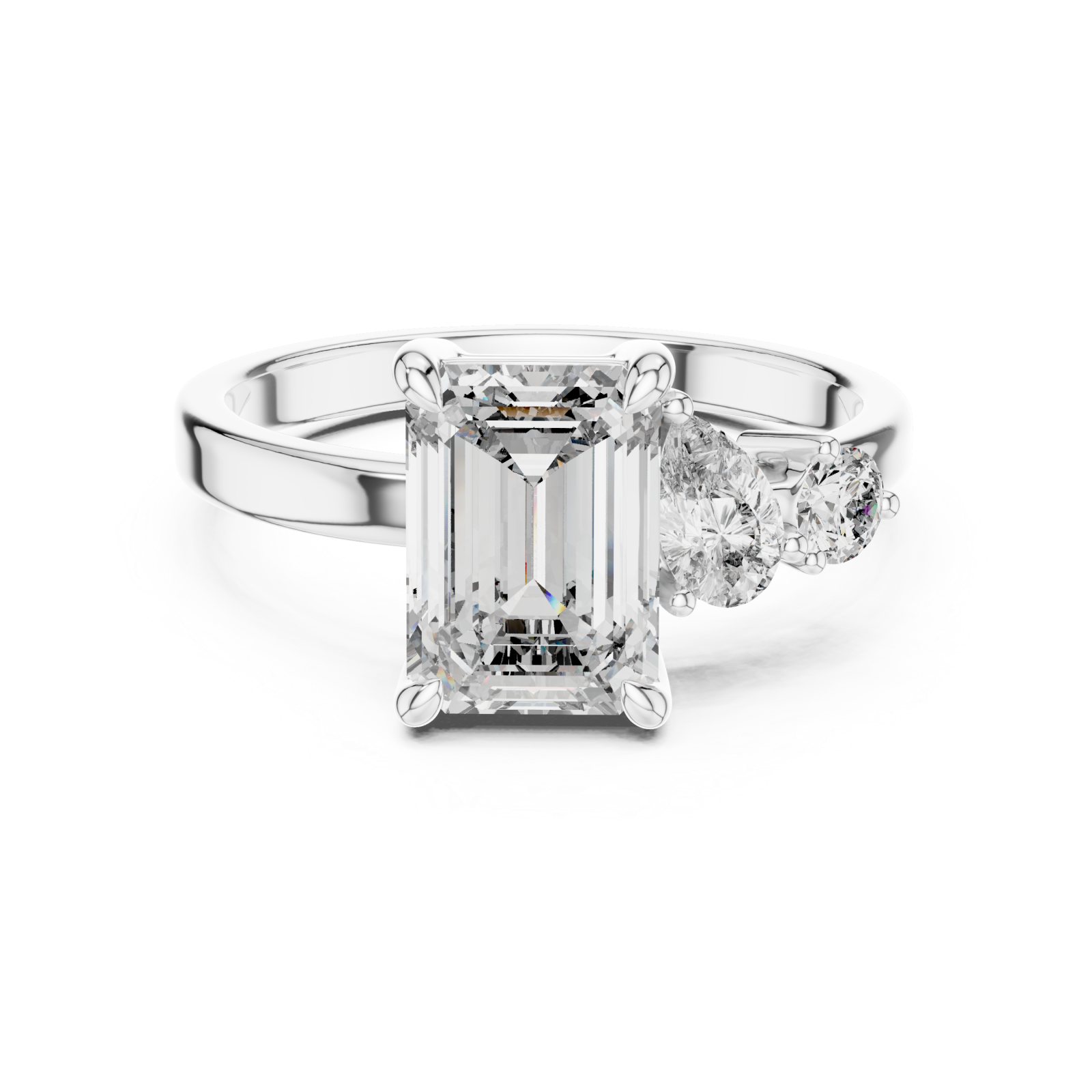  White Gold Luminous Crescent Pathway Harmony Cocktail Ring Front View