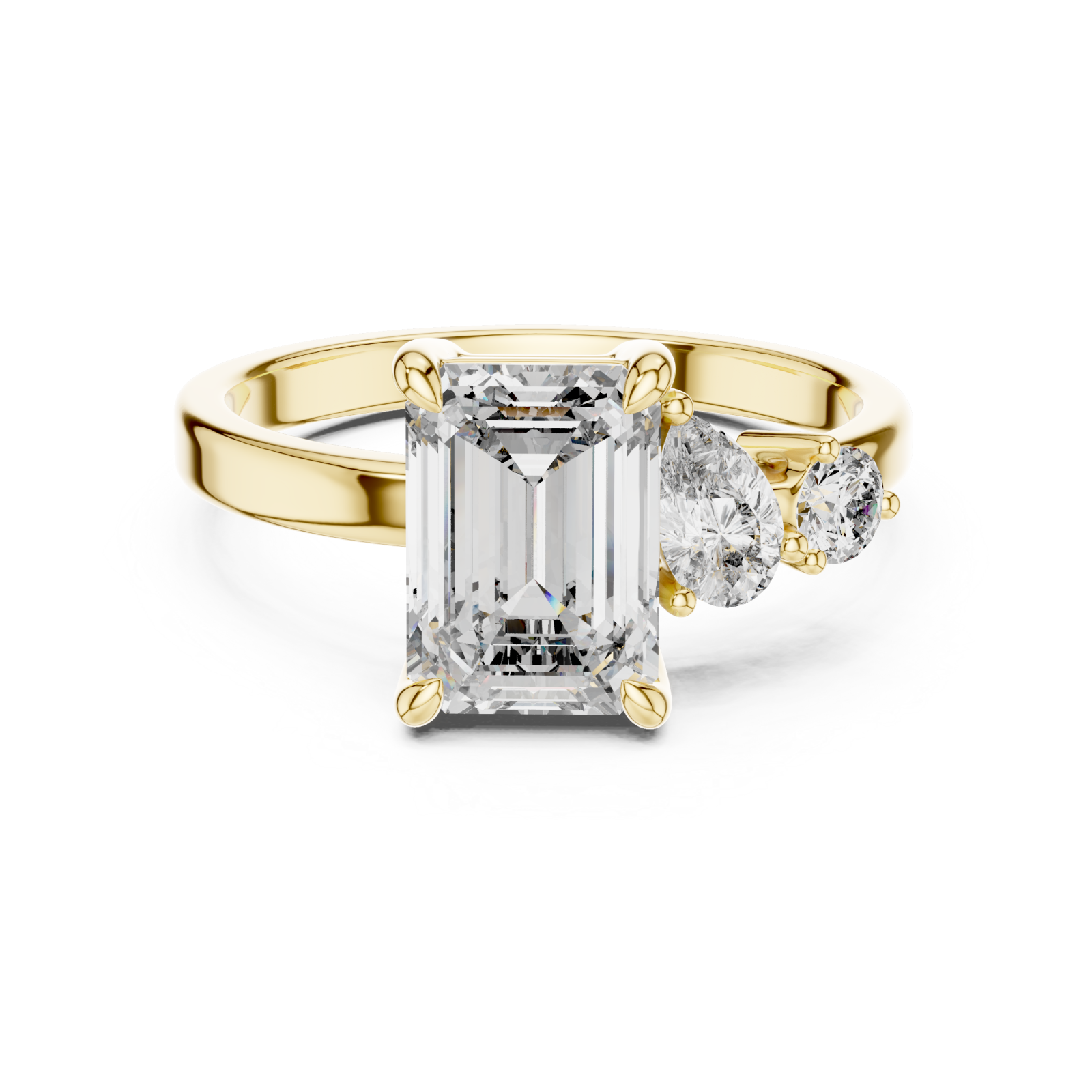  Gold Luminous Crescent Pathway Harmony Cocktail Ring Front View