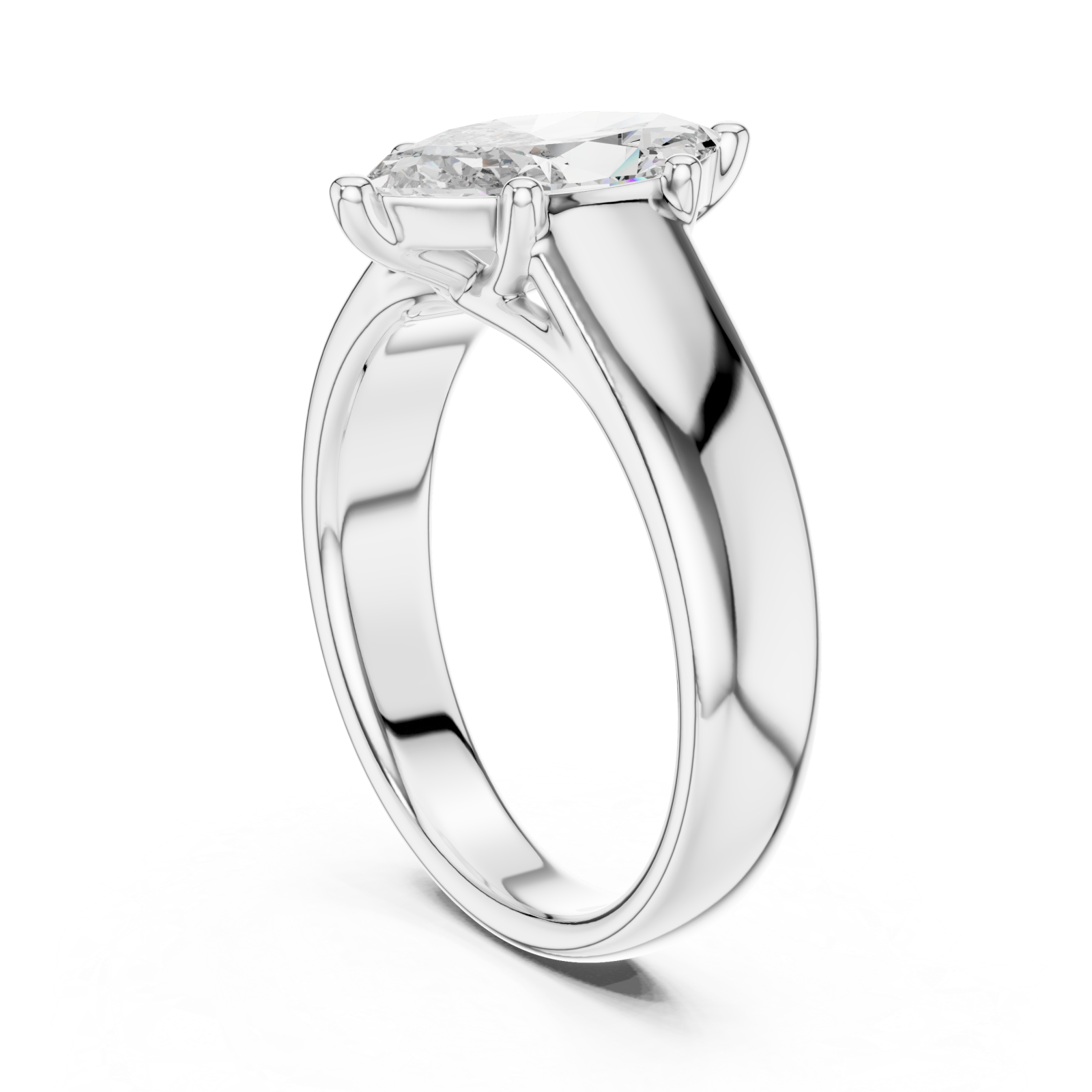  White Gold Eternal Silhouette Modern Band Ring Left View