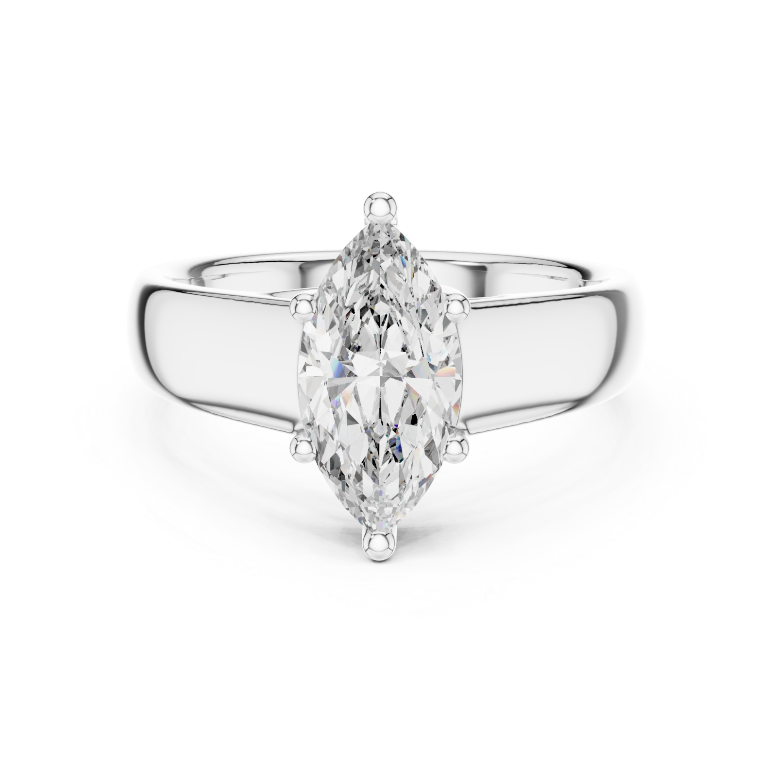  White Gold Eternal Silhouette Modern Band Ring Front View