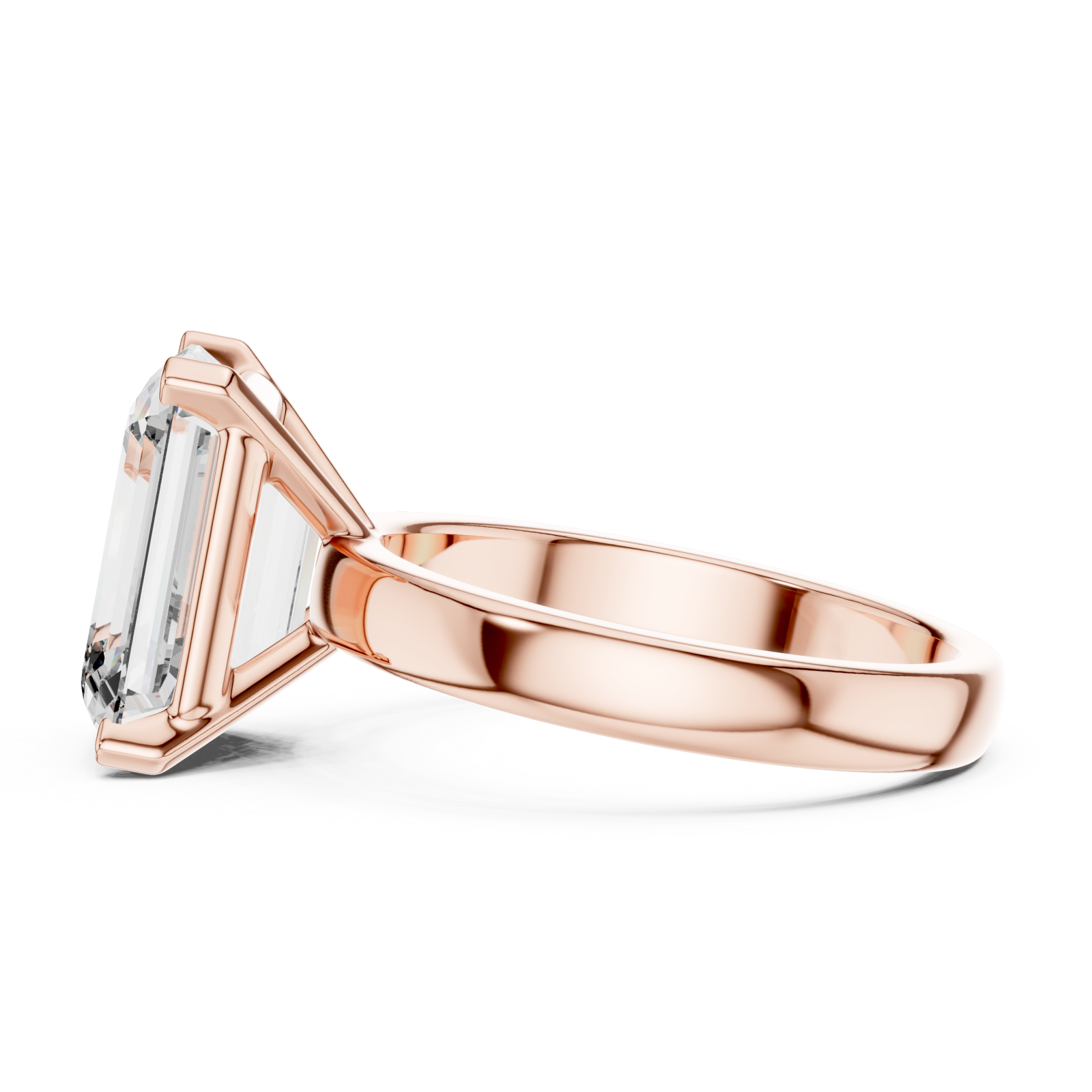  Rose Gold Radiant Whisper Solitaire Anniversary Ring Side View