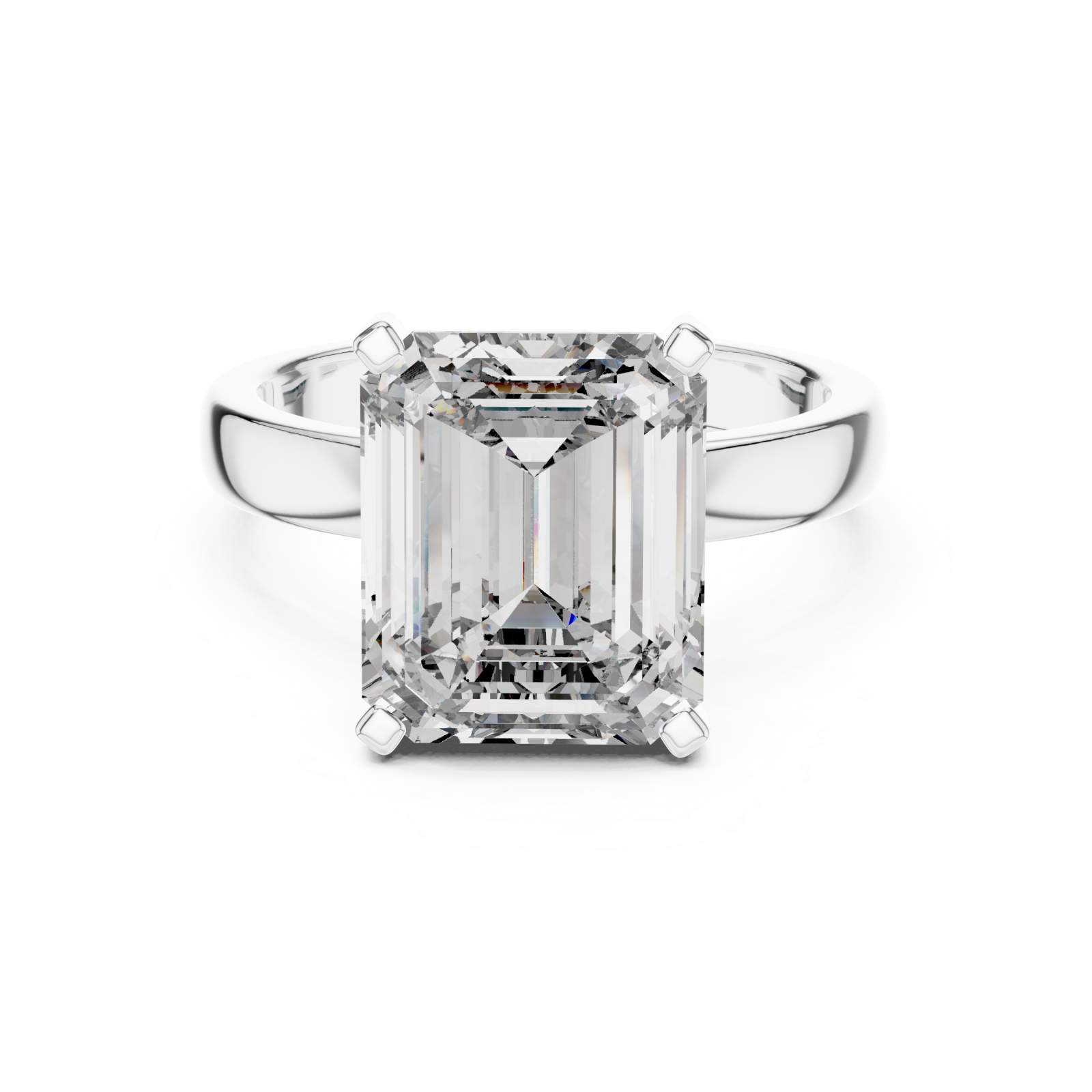  White Gold Radiant Whisper Solitaire Anniversary Ring Front View