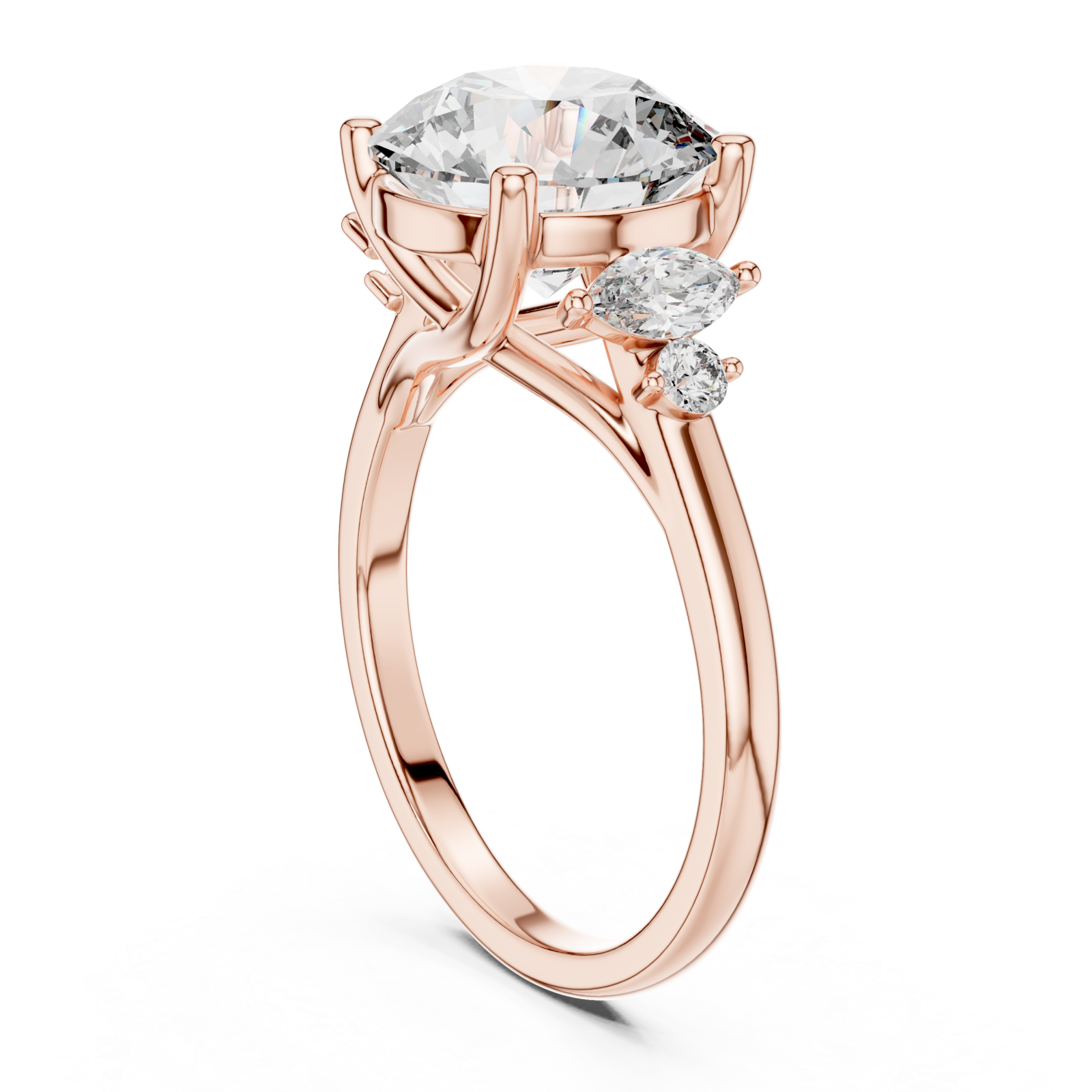  Rose Gold Twilight Meadow Dual Accent Band Ring Left View