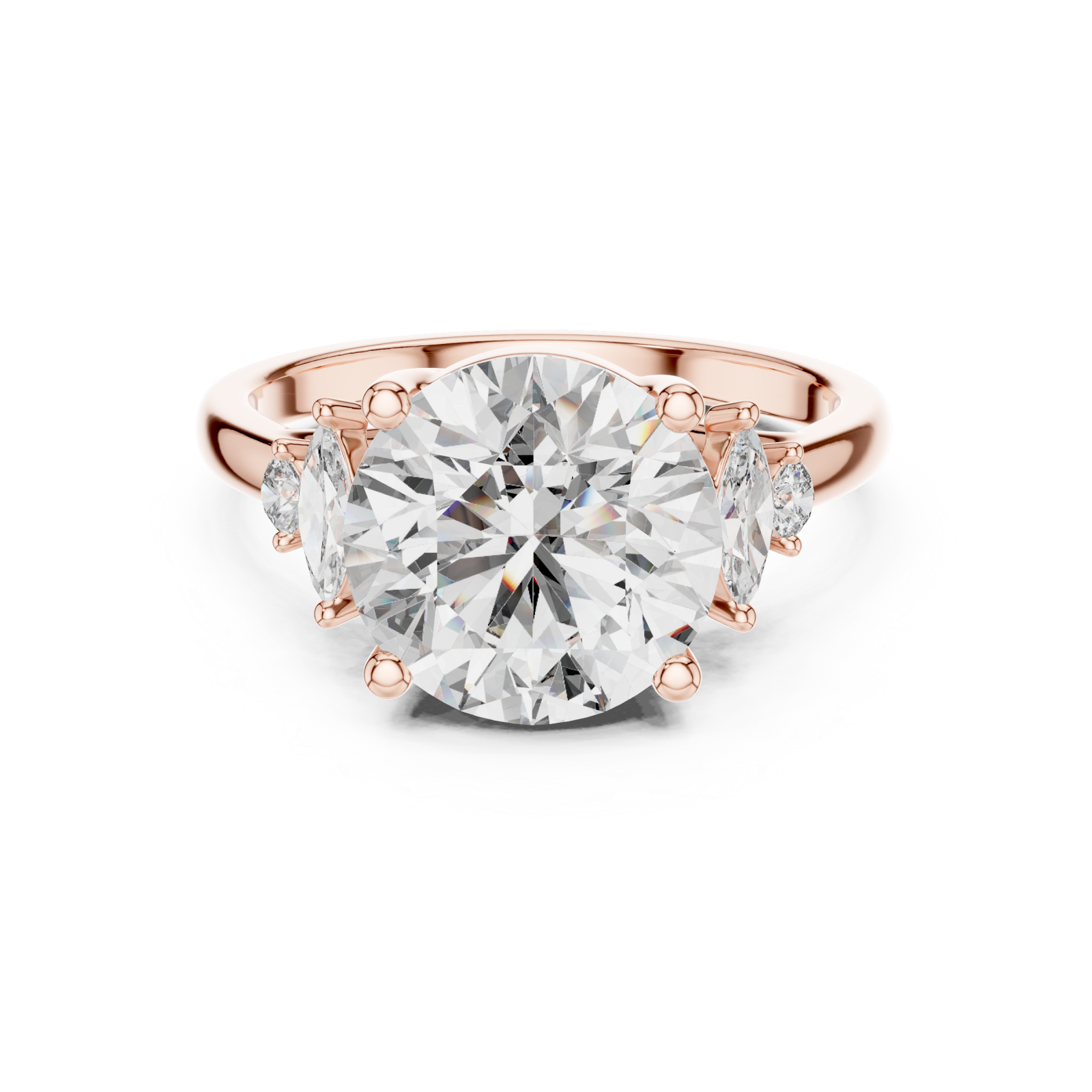  Rose Gold Twilight Meadow Dual Accent Band Ring Front View