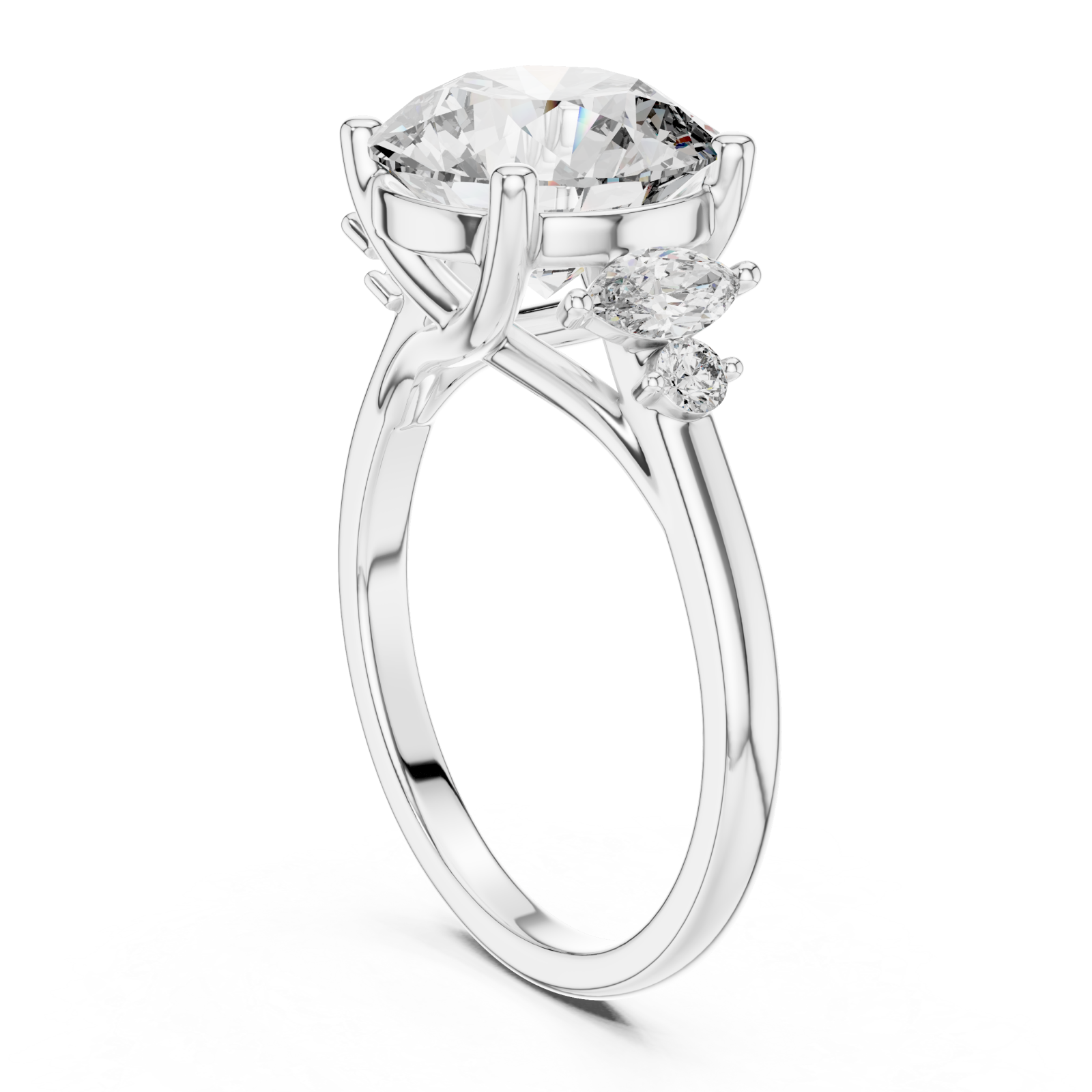  White Gold Twilight Meadow Dual Accent Band Ring Left View
