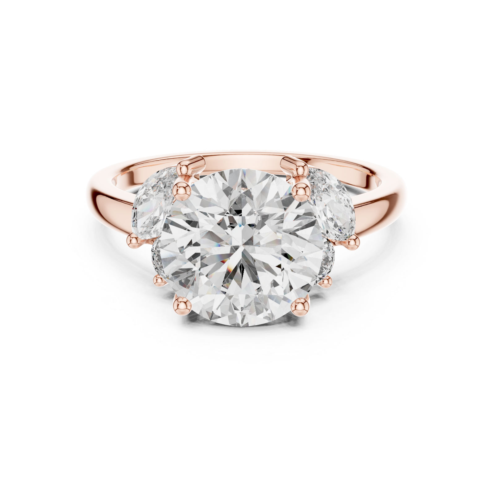  Rose Gold Celestial Petal Embrace Elevated Band Front View