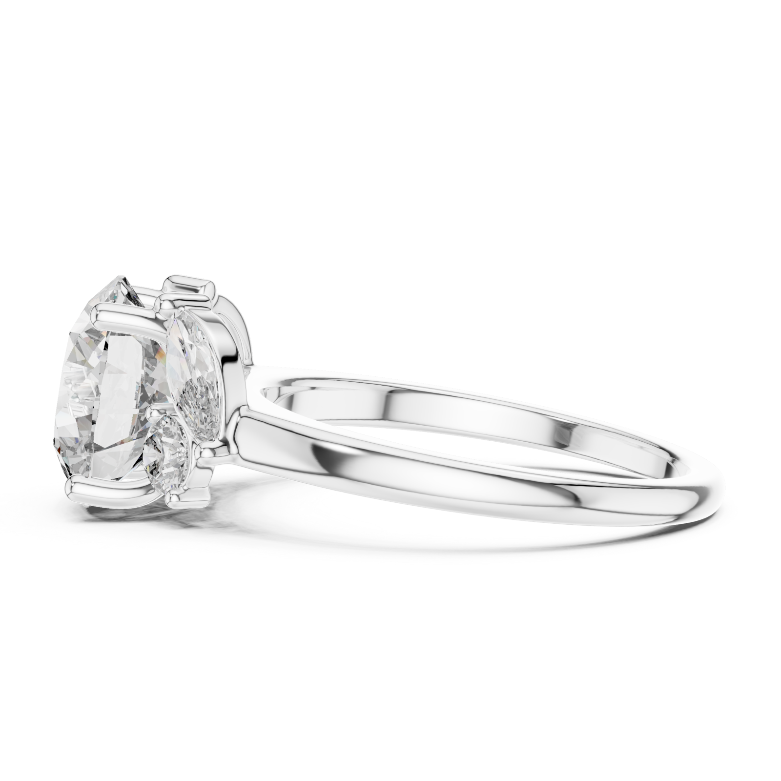  White Gold Celestial Petal Embrace Elevated Band Side View