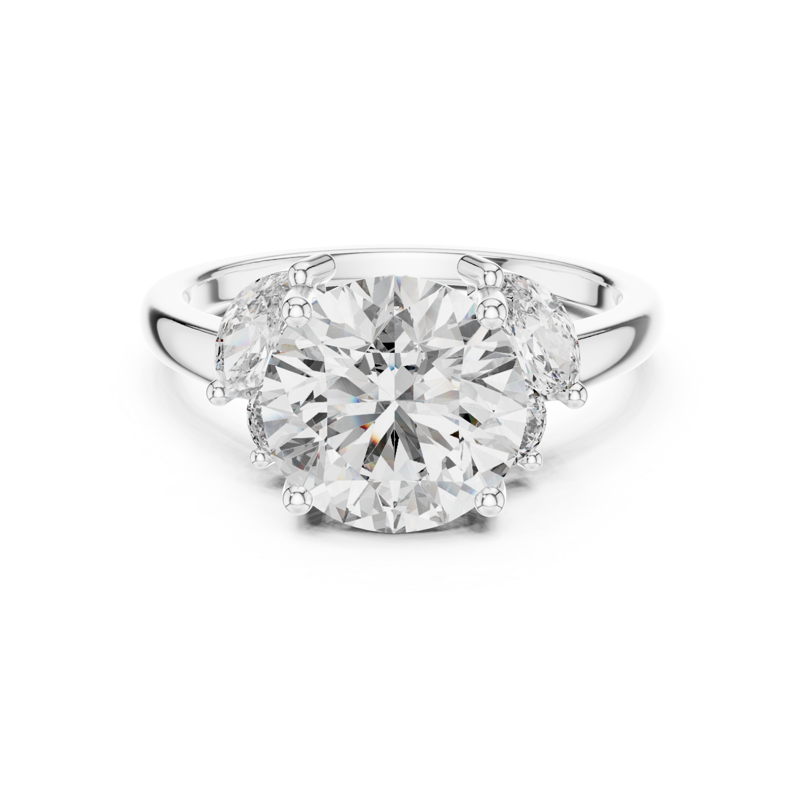  White Gold Celestial Petal Embrace Elevated Band Front View