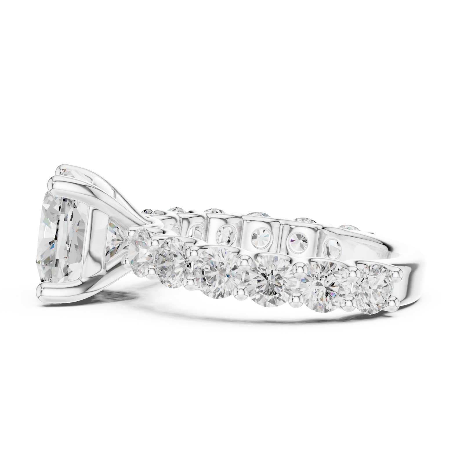  White Gold Eternal Crest Classic Engagement Ring Side View