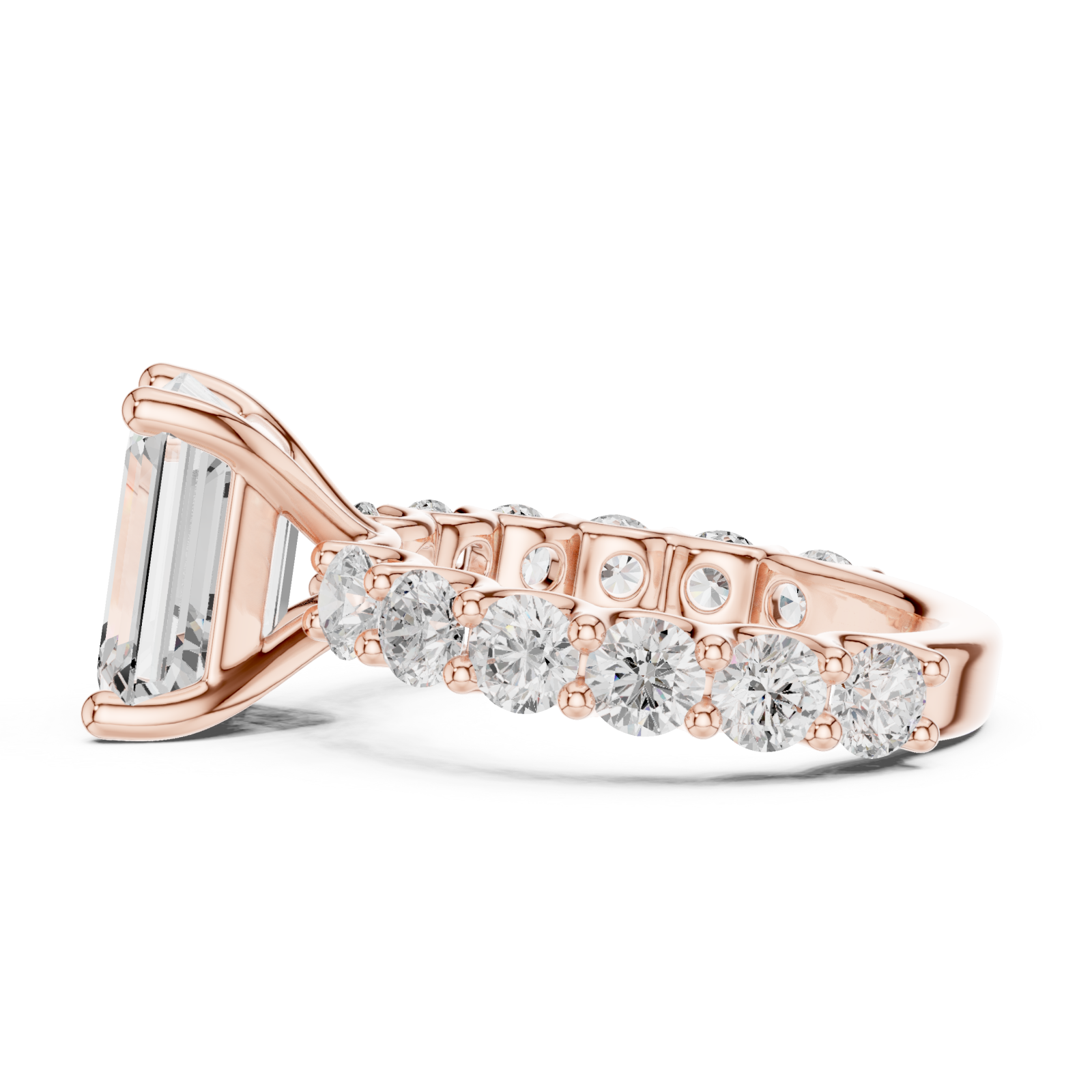  Rose Gold Radiance Crest Band Ring Side View