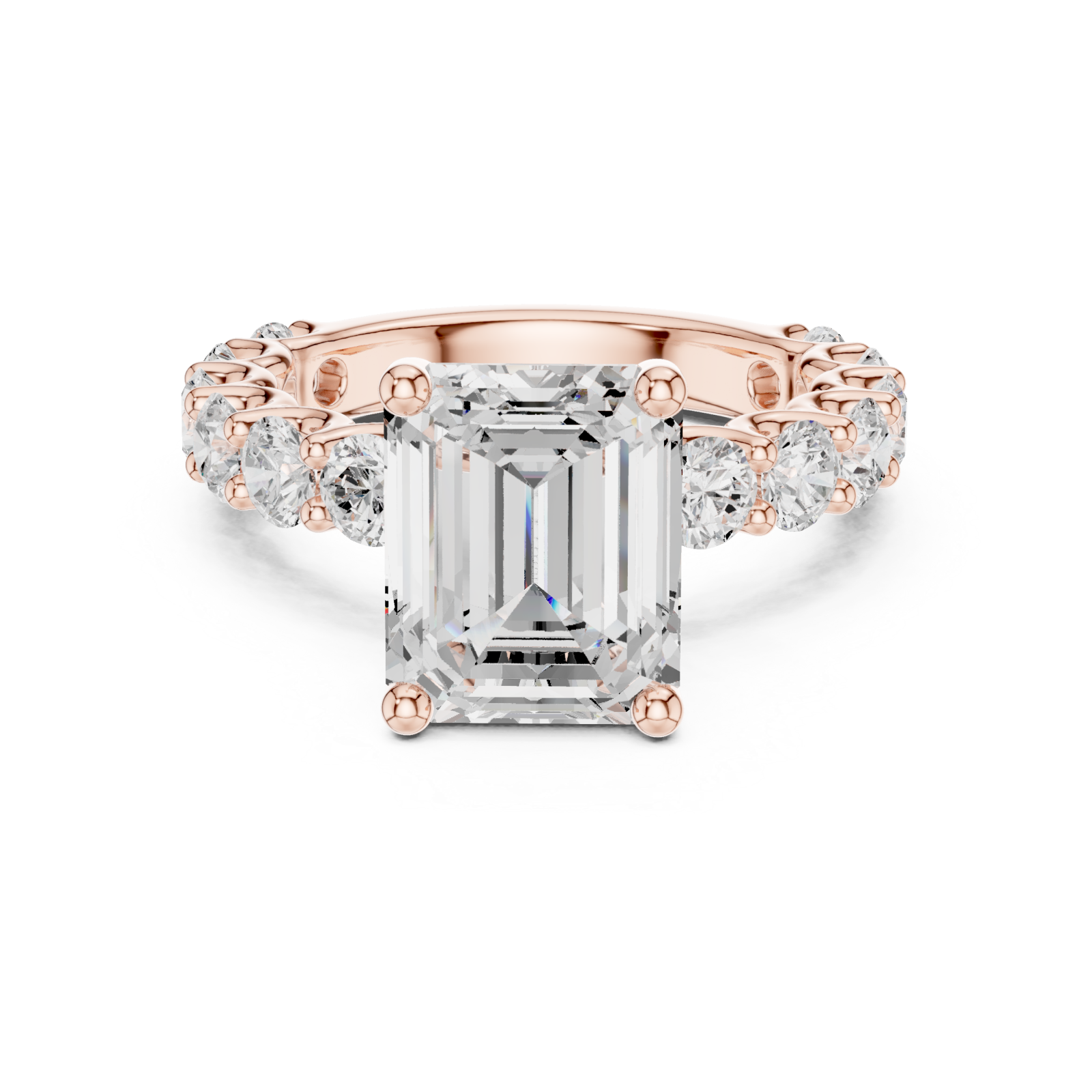  Rose Gold Radiance Crest Band Ring Front View