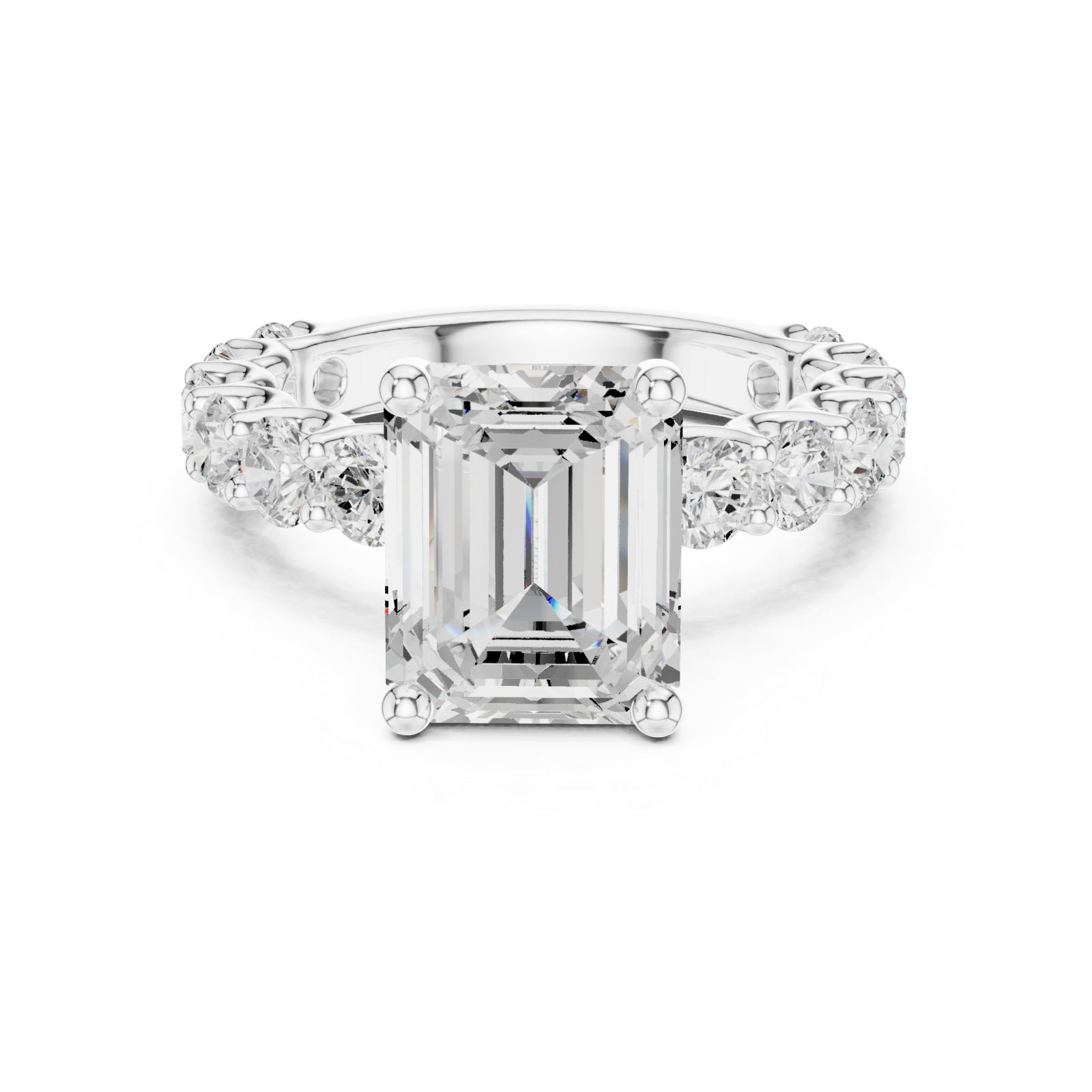  White Gold Radiance Crest Band Ring Front View