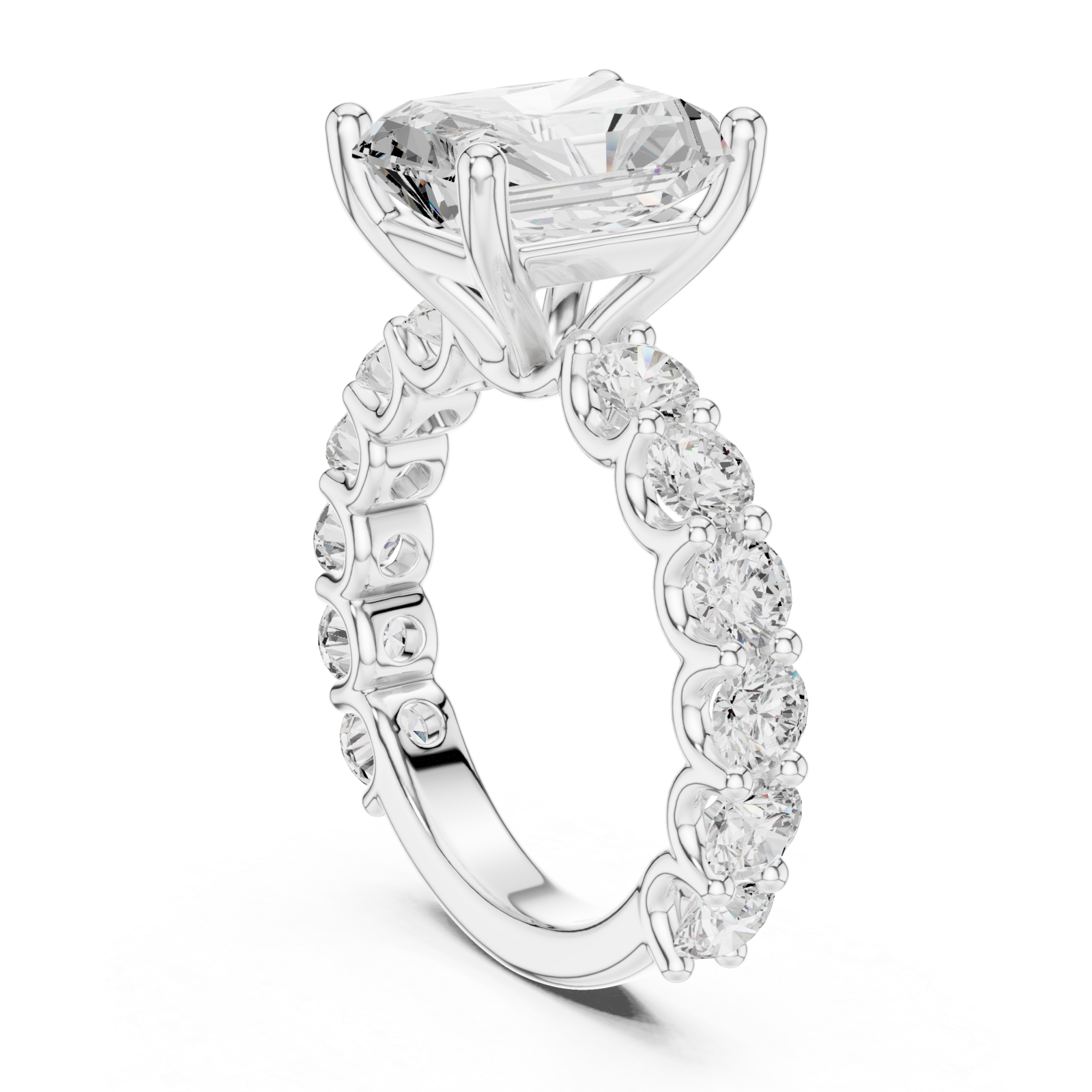  White Gold Grand Crest Solitaire Ring Left View