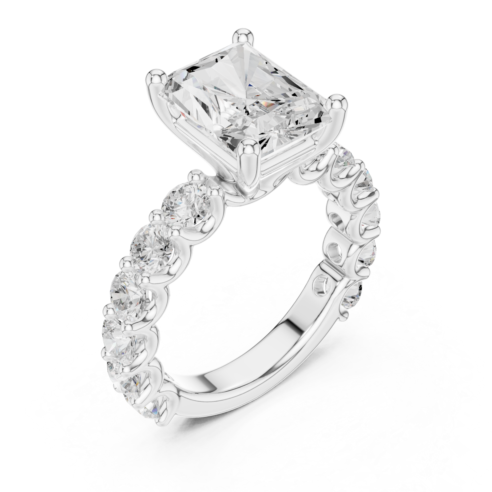  White Gold Grand Crest Solitaire Ring Right View
