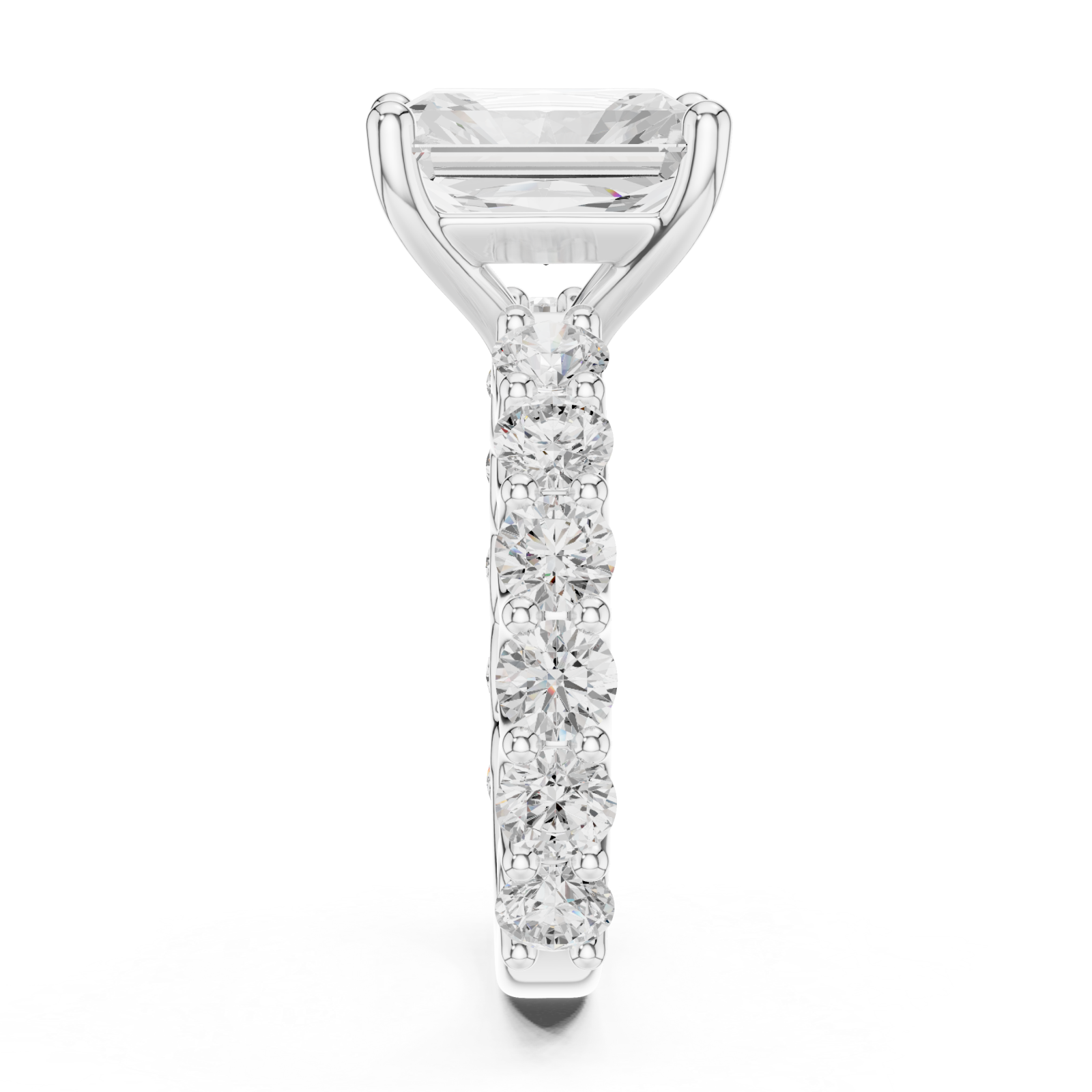  White Gold Grand Crest Solitaire Ring Side View