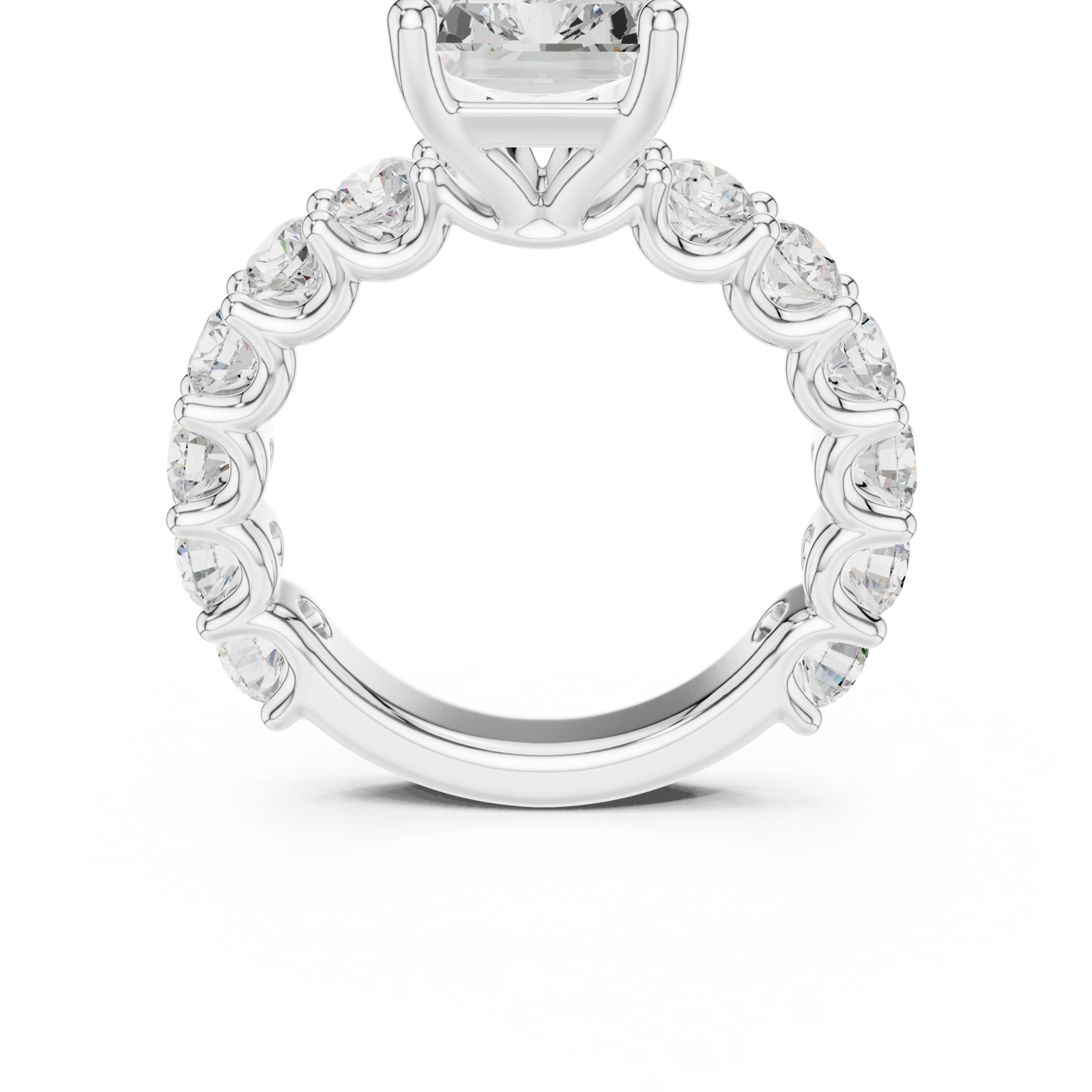  White Gold Grand Crest Solitaire Ring Front View