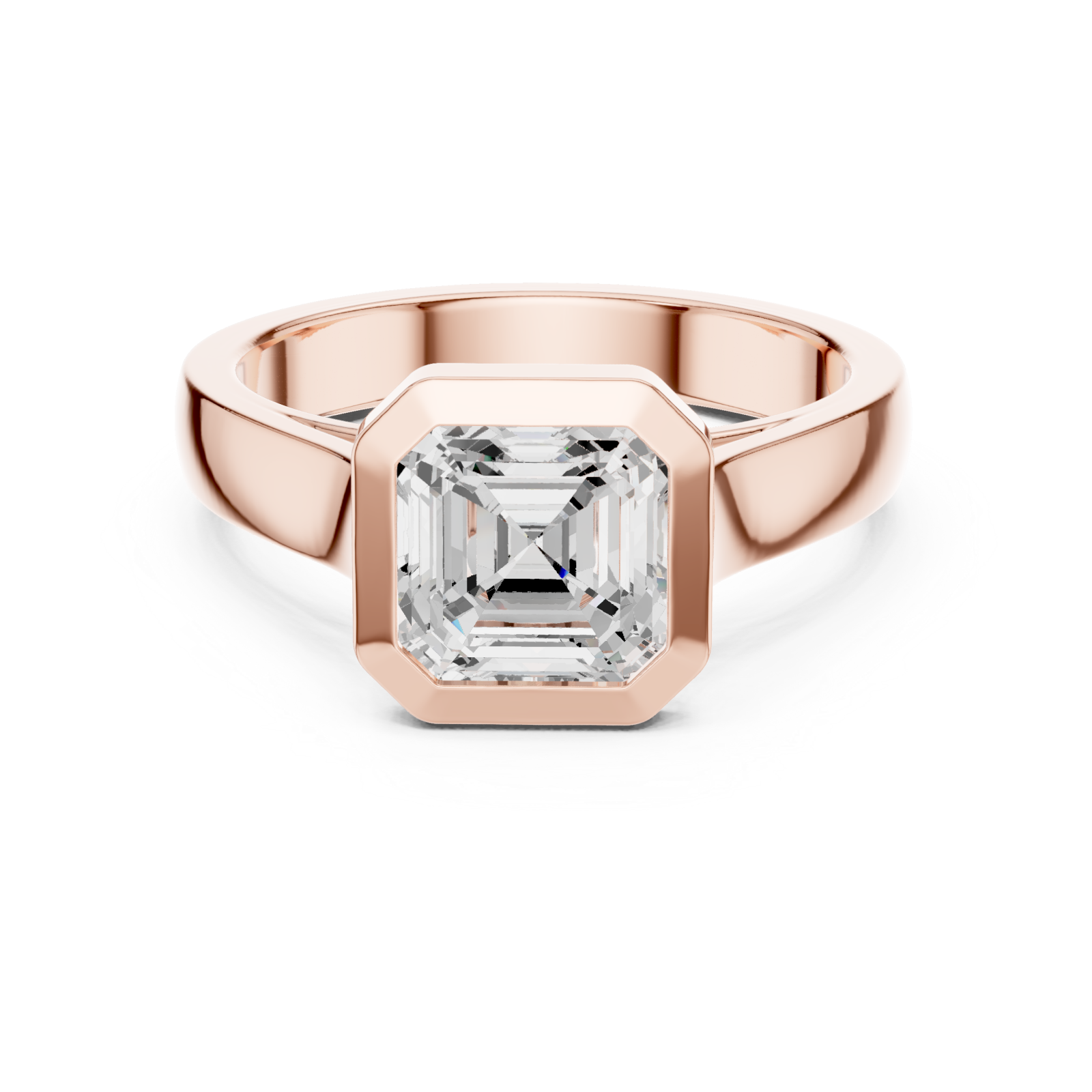 Rose Gold Graceful Hexagon Muse Ring Front View