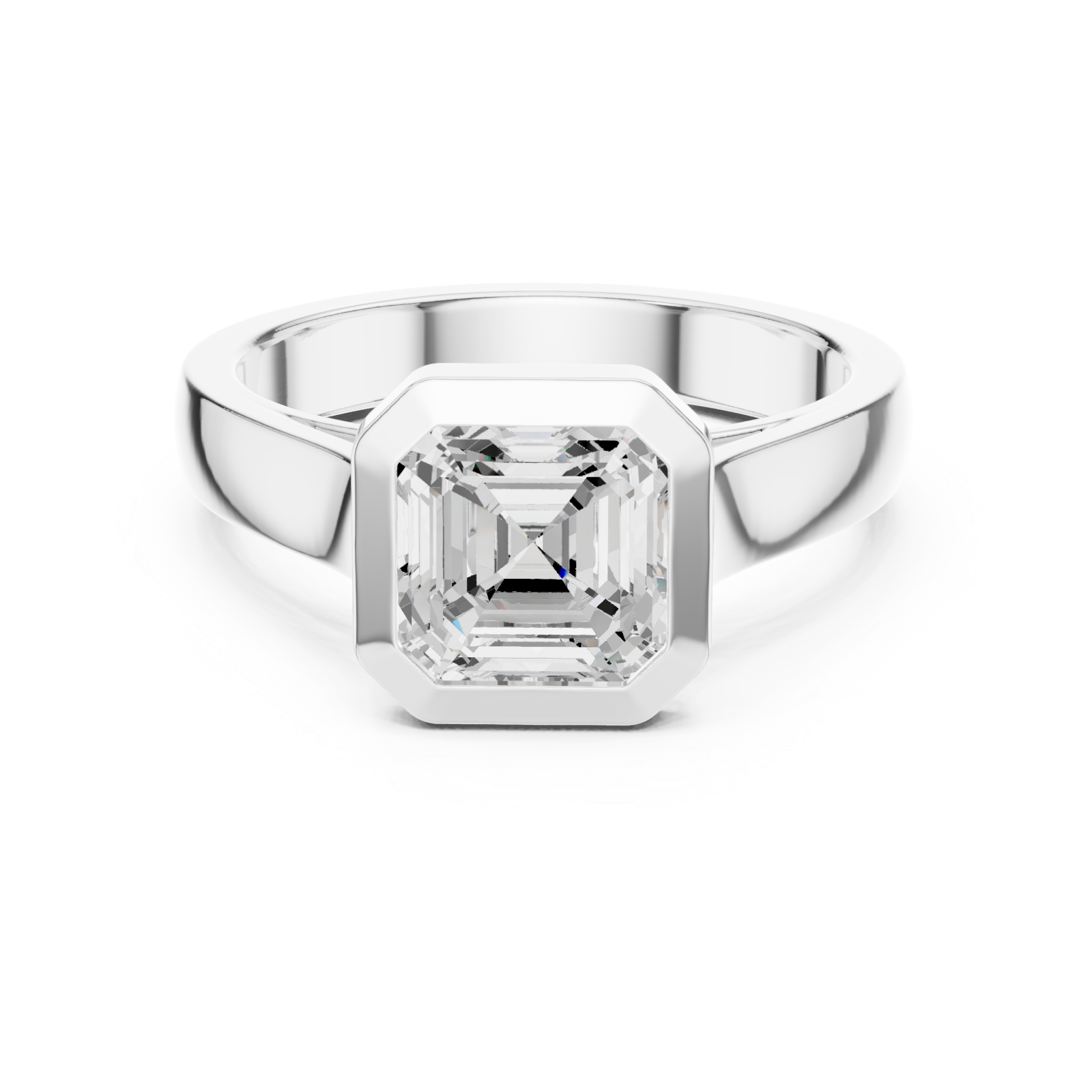  White Gold Graceful Hexagon Muse Ring Front View