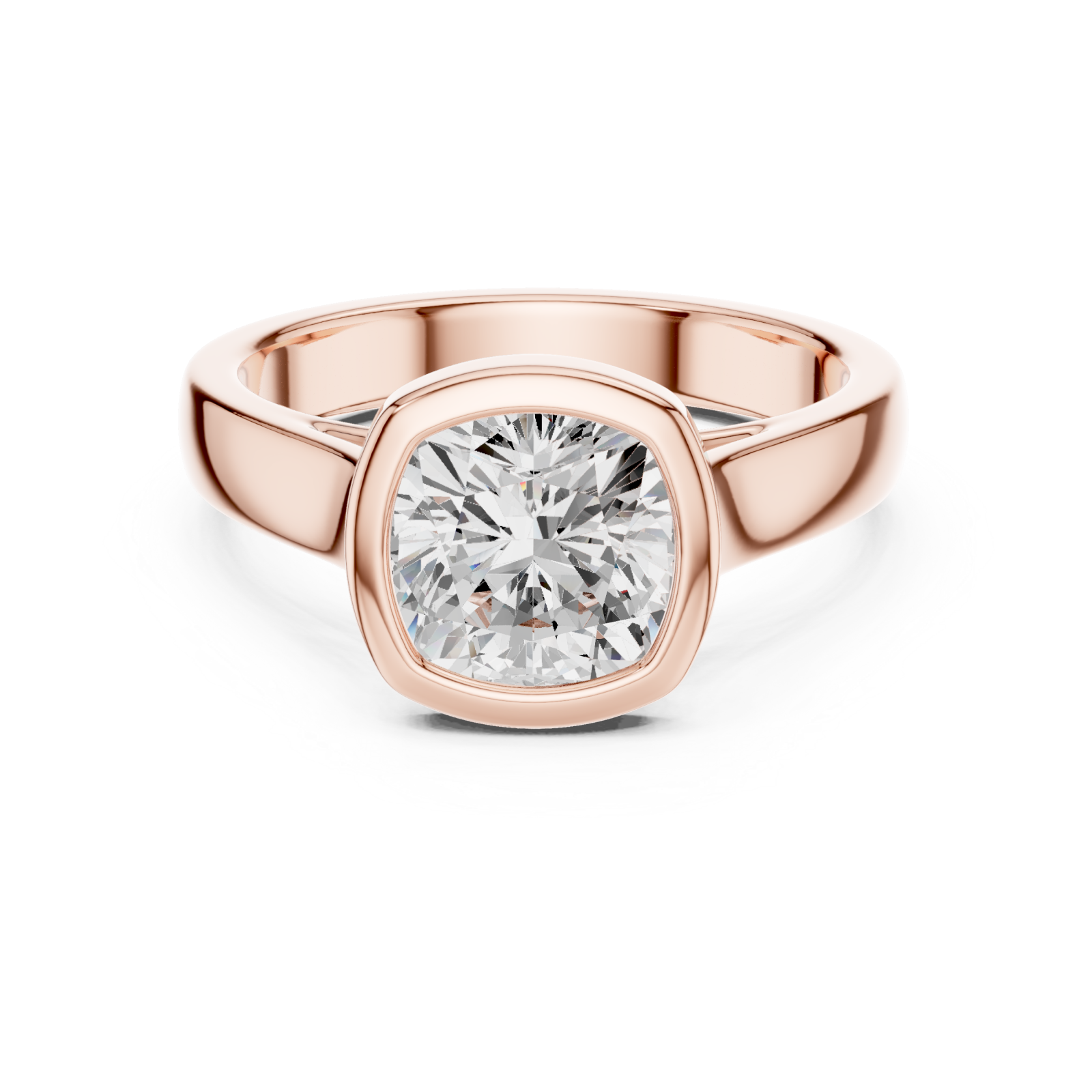  Rose Gold Luminous Halo Cushion Ring Front View