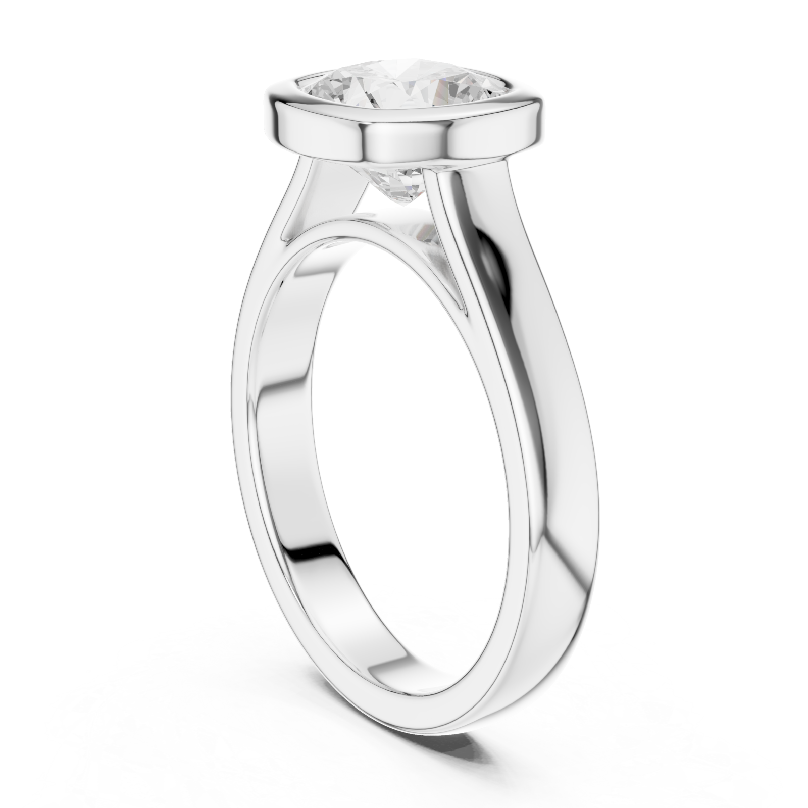  White Gold Luminous Halo Cushion Ring Left View
