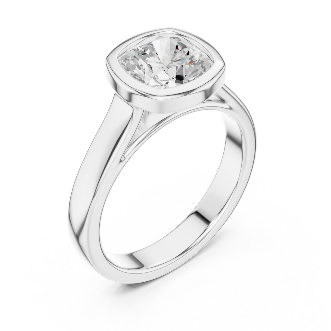  White Gold Luminous Halo Cushion Ring Right View