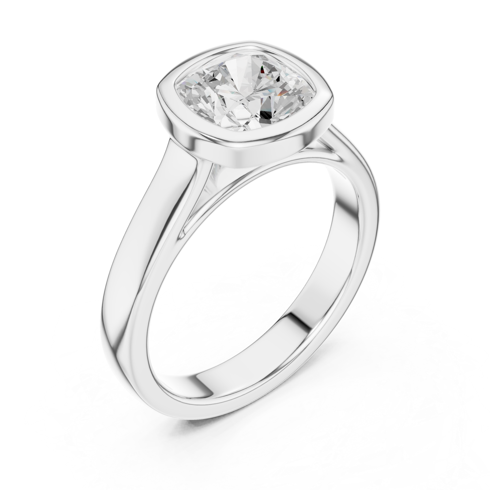  White Gold Luminous Halo Cushion Ring Right View