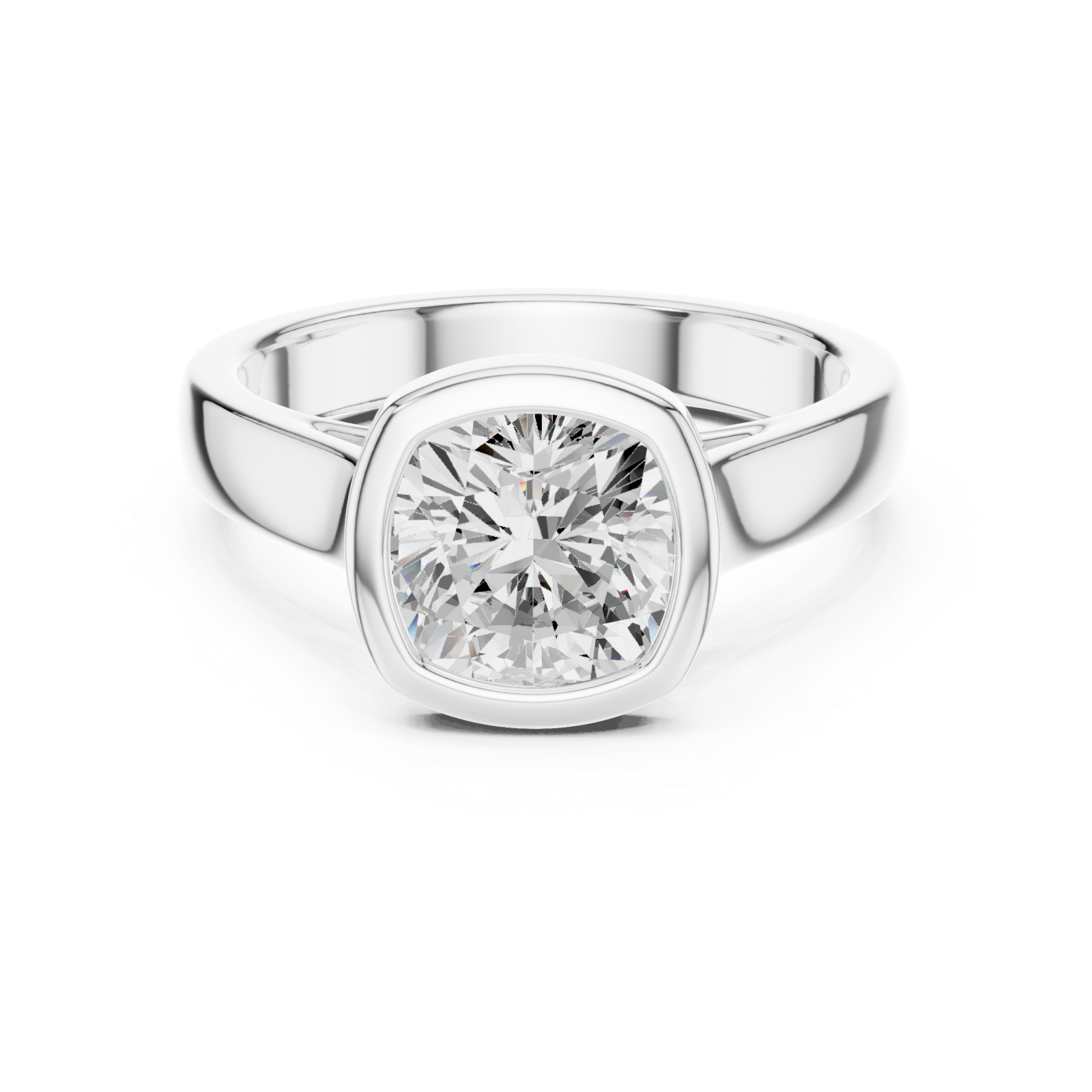 White Gold Luminous Halo Cushion Ring Front View