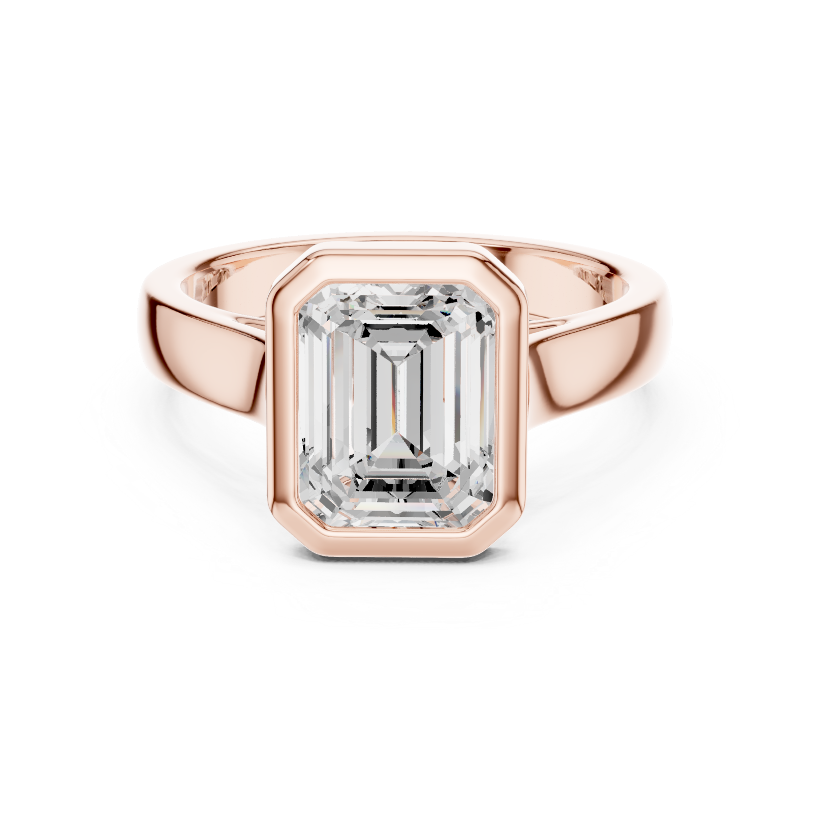  Rose Gold Emerald Prism Elegance Ring Front View