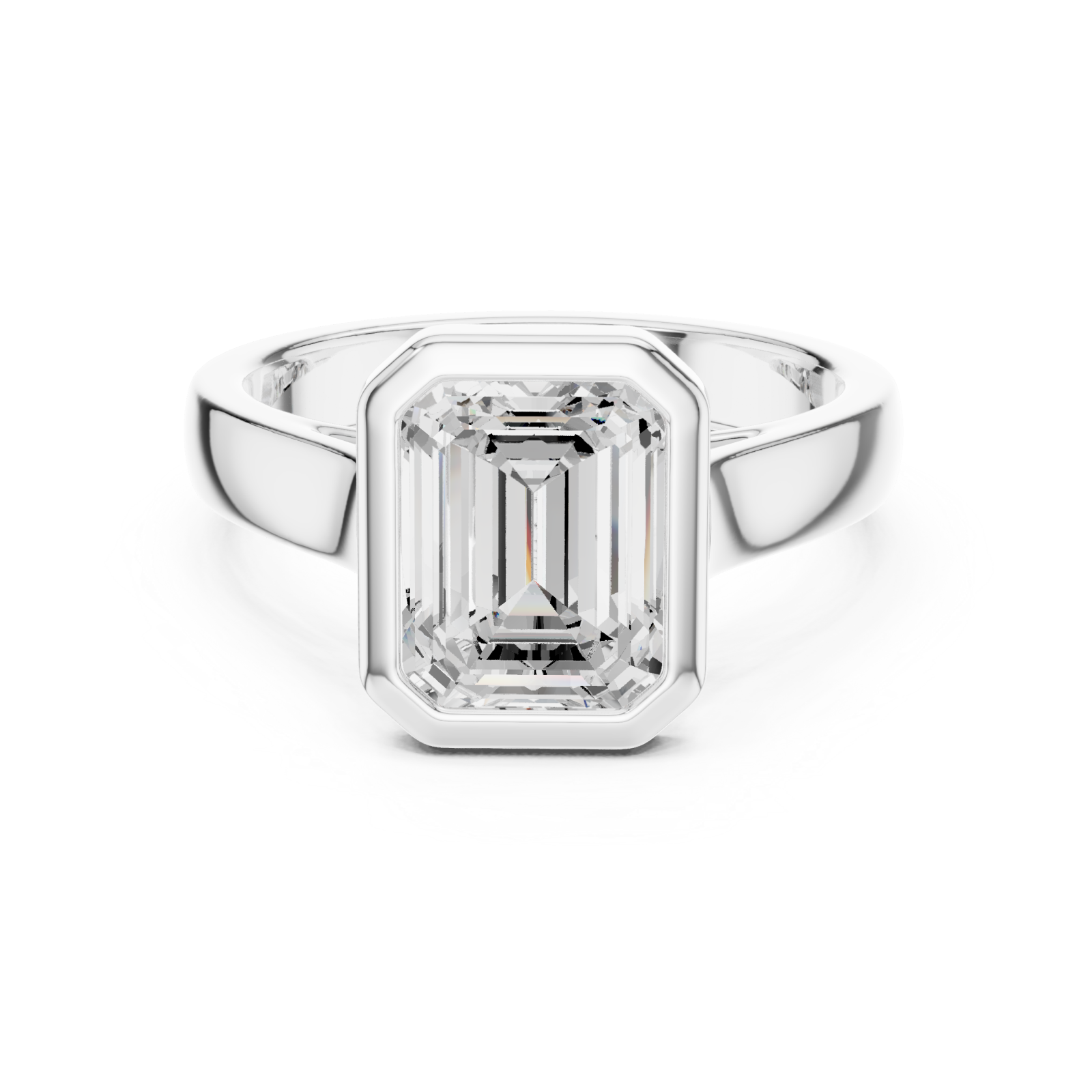  White Gold Emerald Prism Elegance Ring Front View