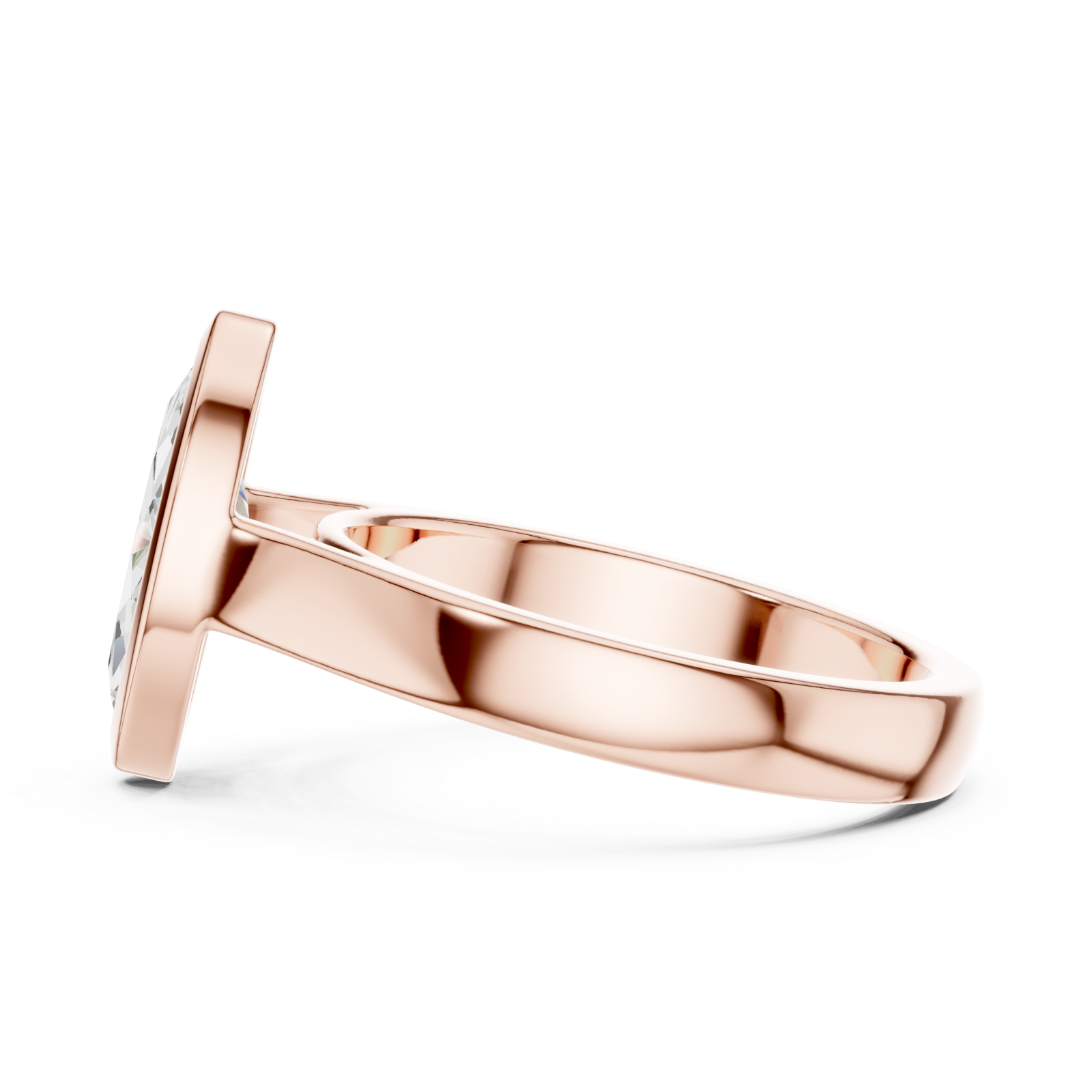  Rose Gold Eclipse Marquise Promise Ring Side View