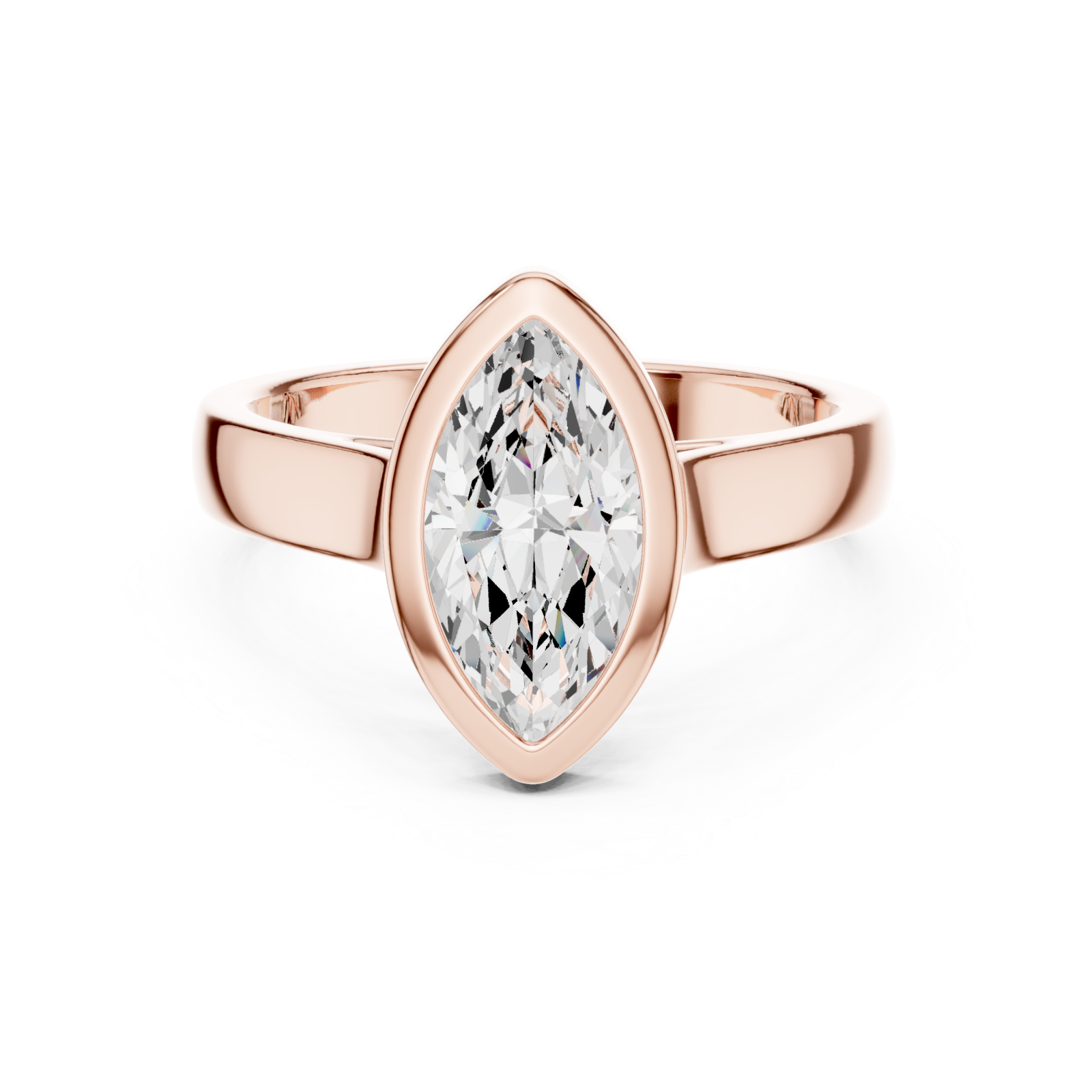  Rose Gold Eclipse Marquise Promise Ring Front View