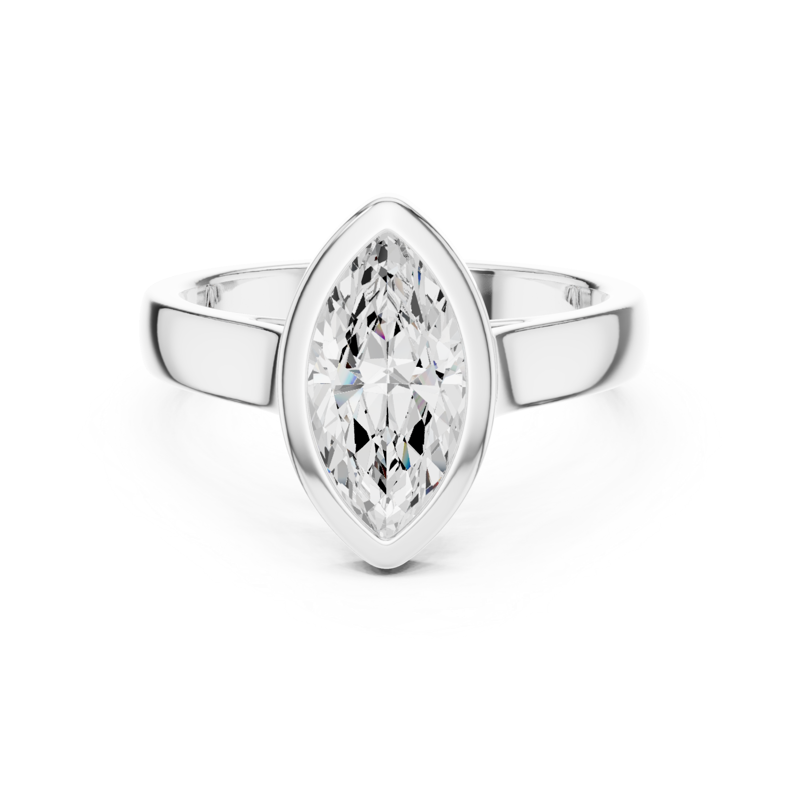  White Gold Eclipse Marquise Promise Ring Front View