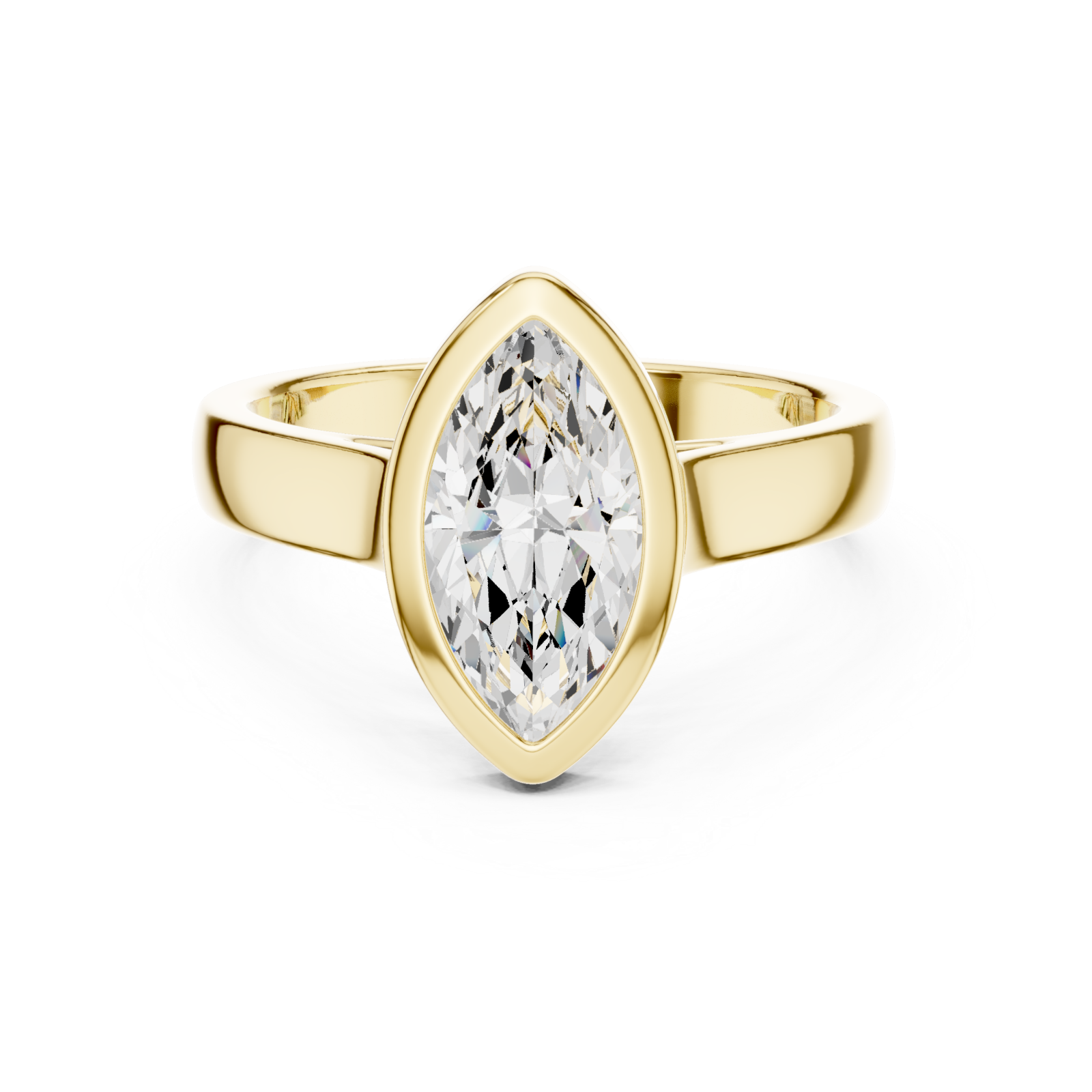  Gold Eclipse Marquise Promise Ring Front View