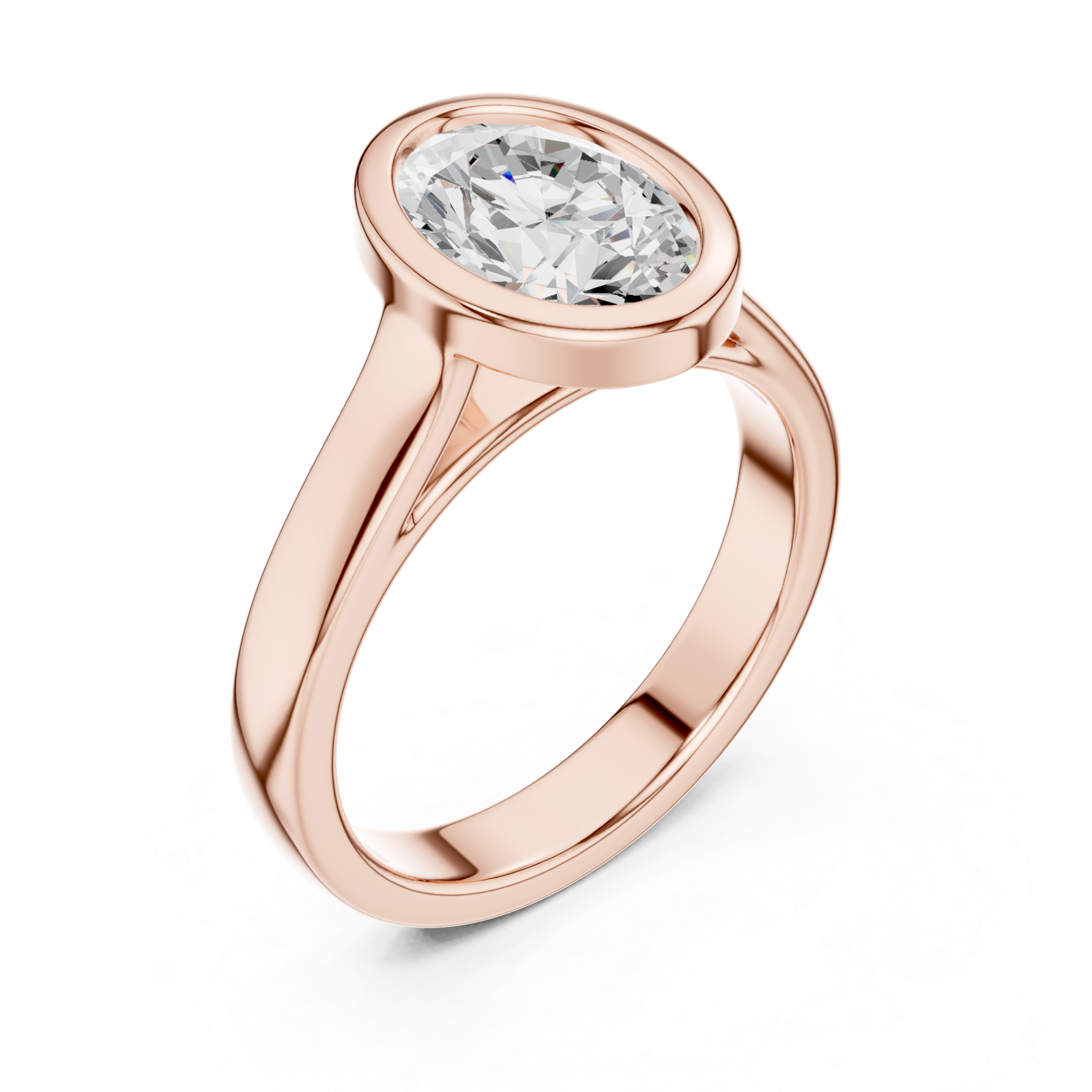  Rose Gold Aurora Oval Halo Ring Right View
