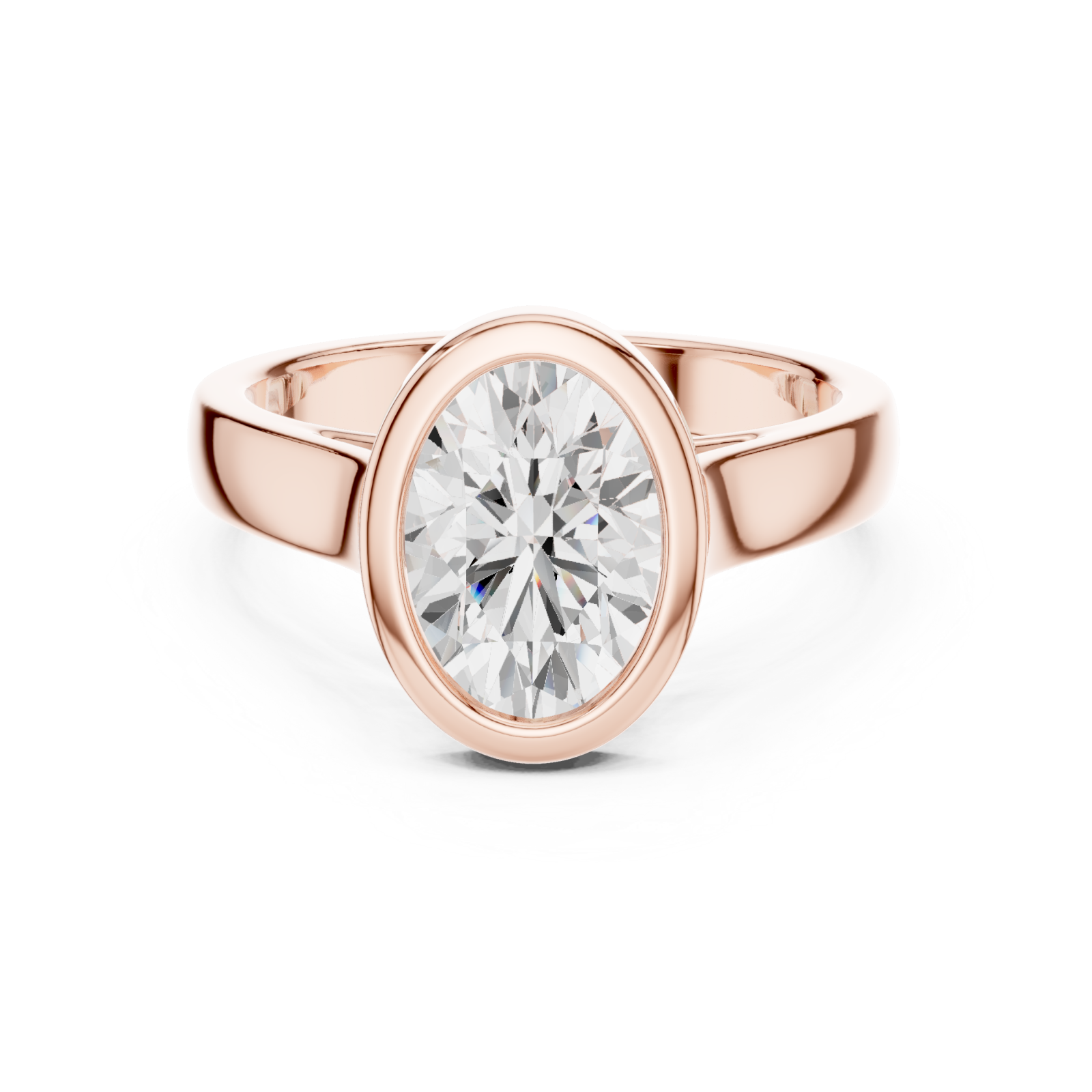  Rose Gold Aurora Oval Halo Ring Front View