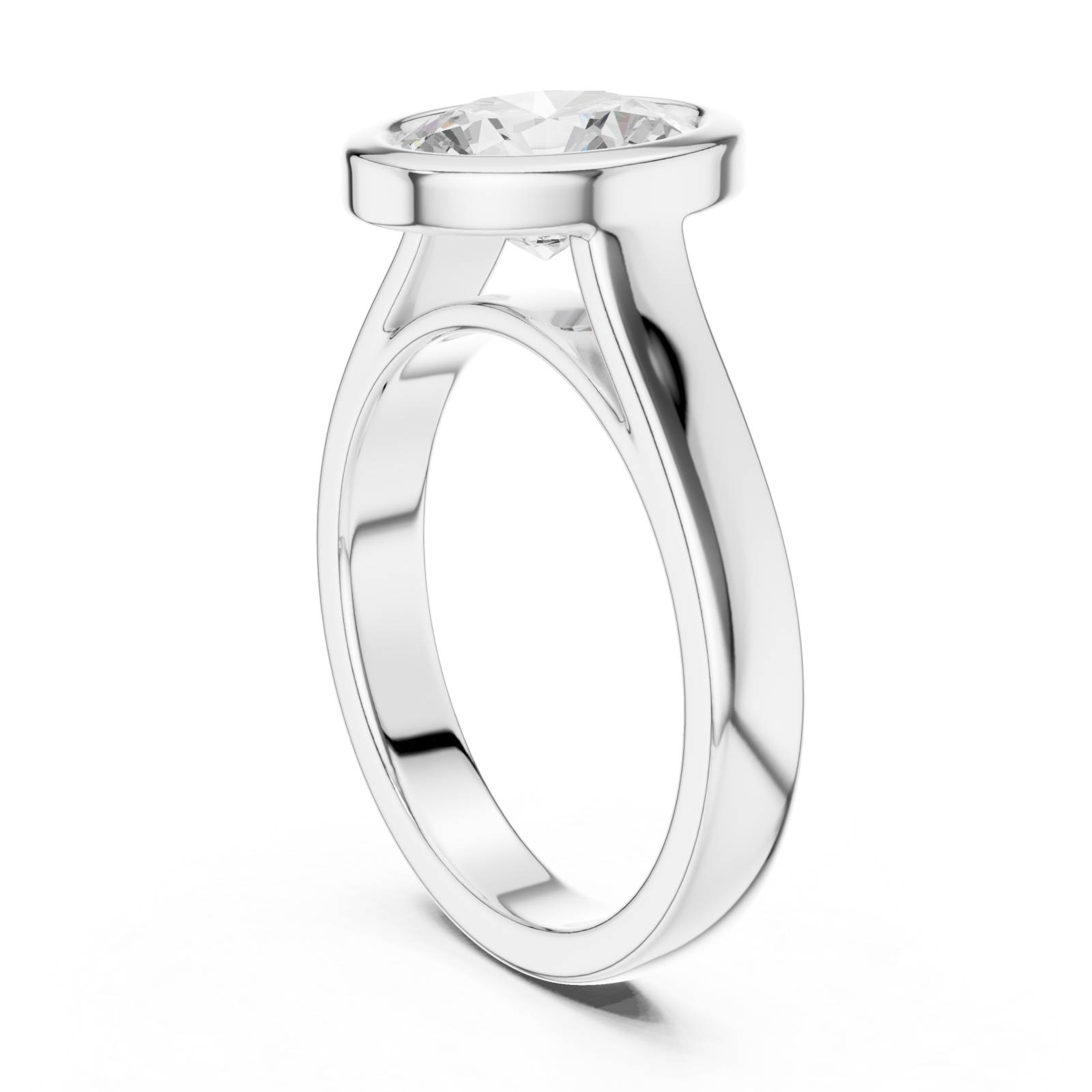  White Gold Aurora Oval Halo Ring Left View