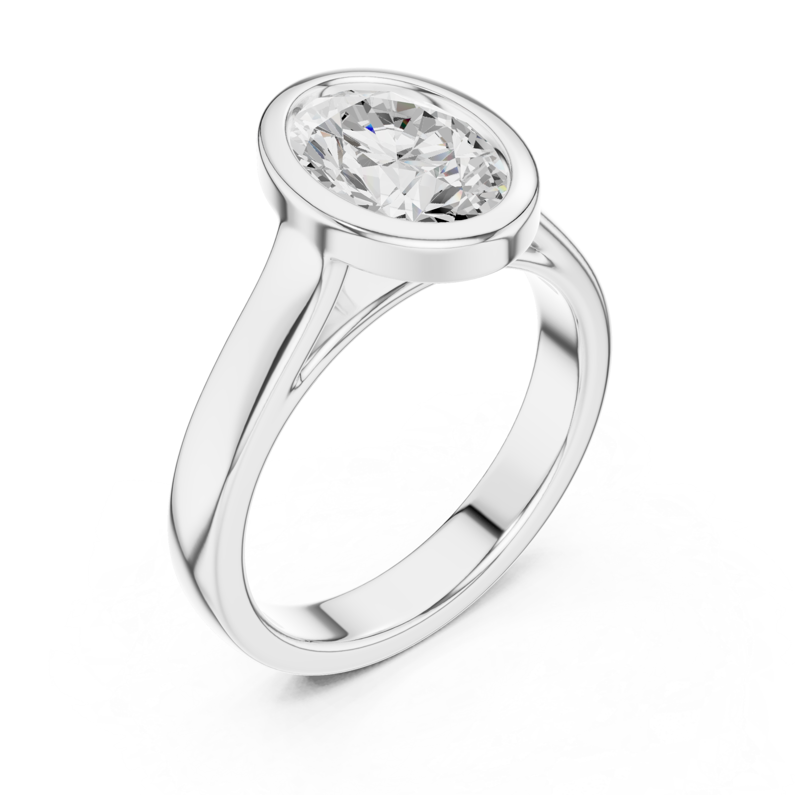  White Gold Aurora Oval Halo Ring Right View