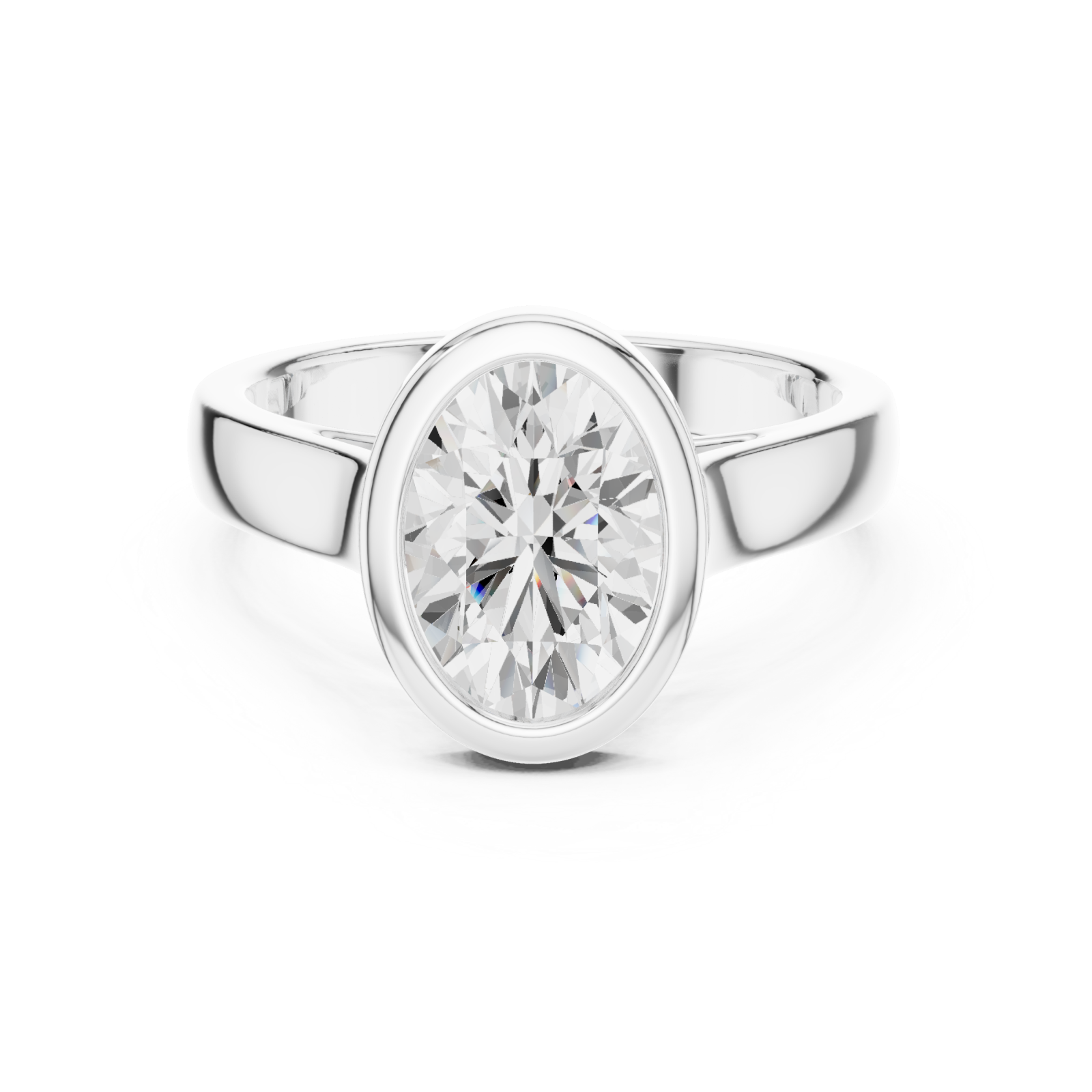  White Gold Aurora Oval Halo Ring Front View