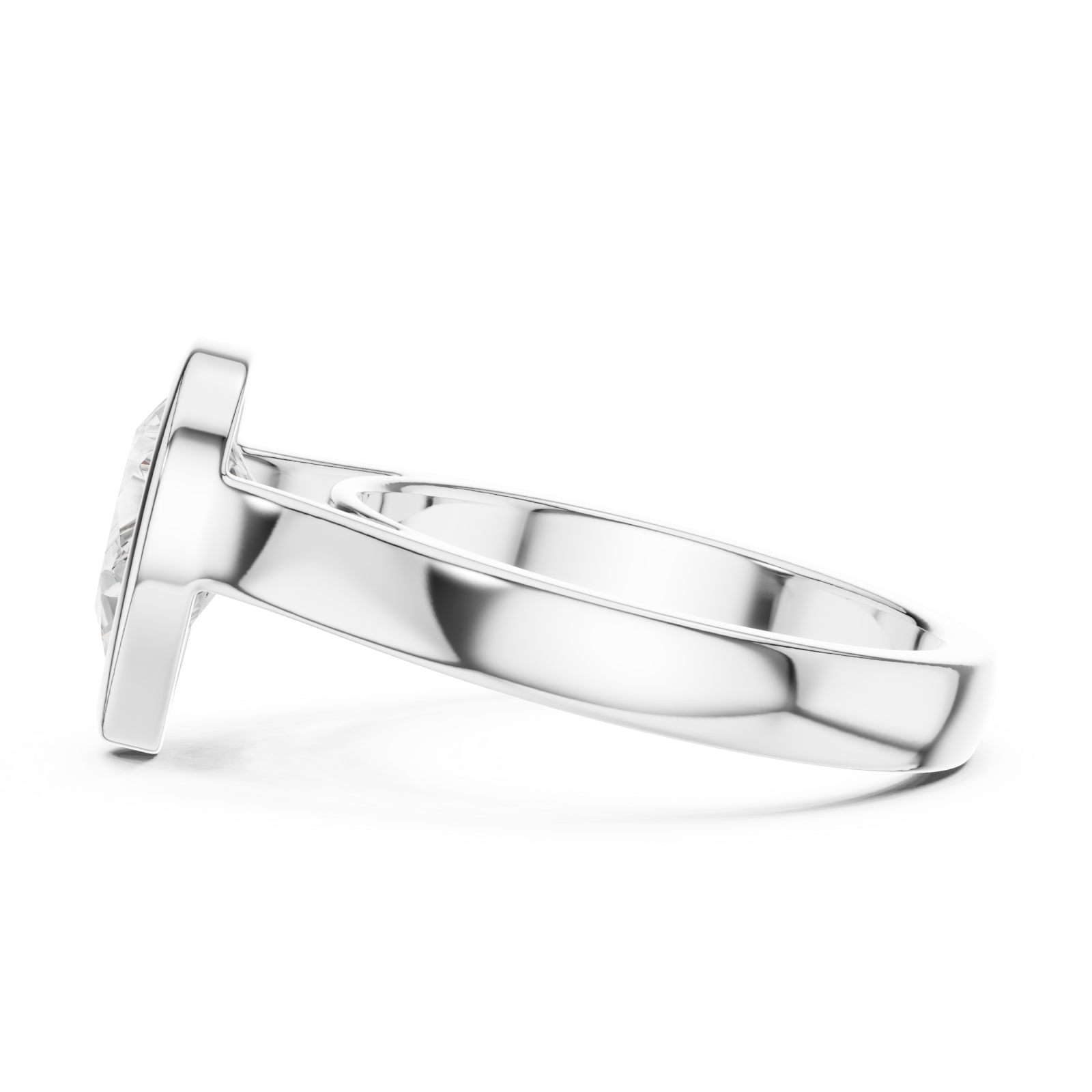  White Gold Radiant Teardrop Elegance Ring Side View