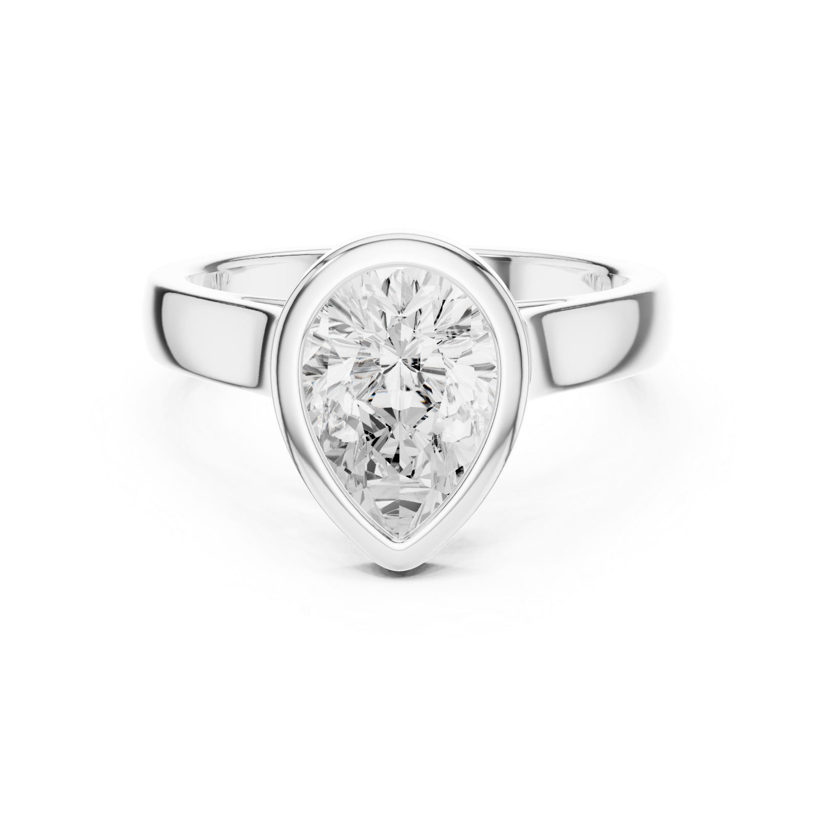  White Gold Radiant Teardrop Elegance Ring Front View