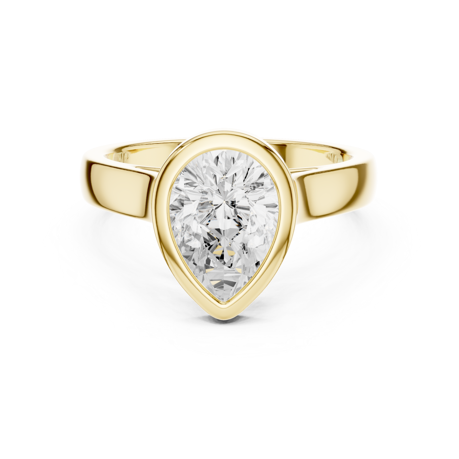  Gold Radiant Teardrop Elegance Ring Front View