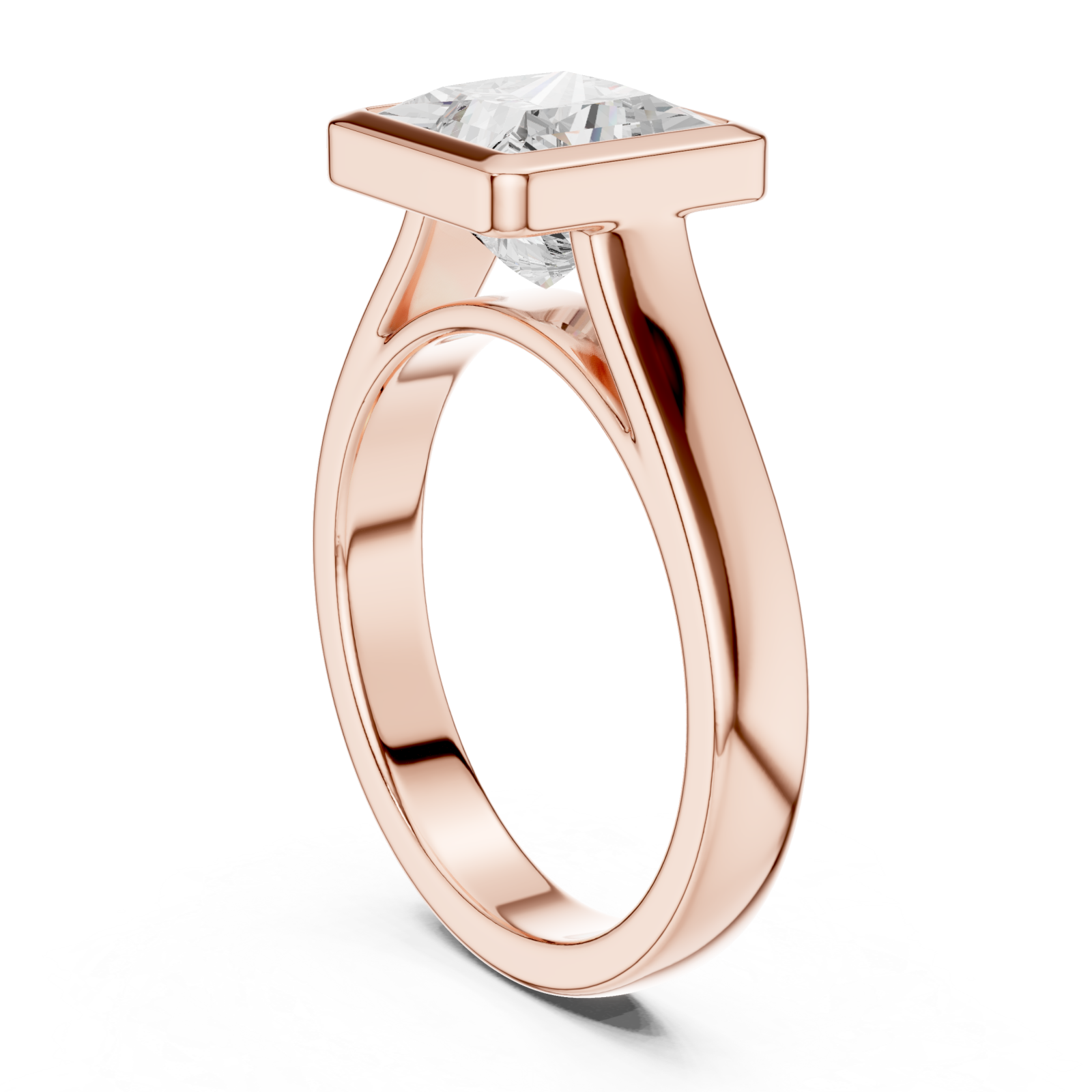  Rose Gold Celeste Modern Solitaire Ring Left View