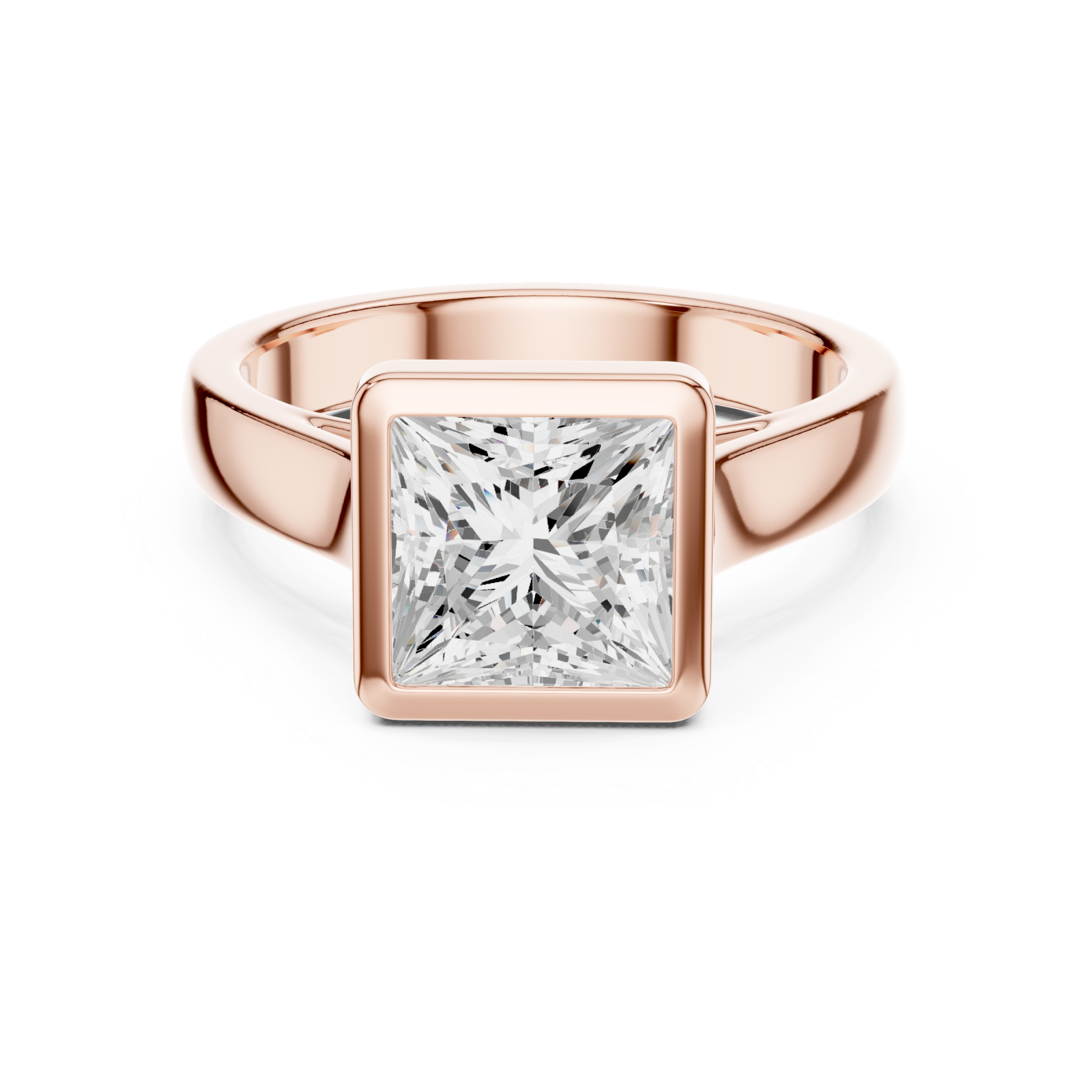  Rose Gold Celeste Modern Solitaire Ring Front View