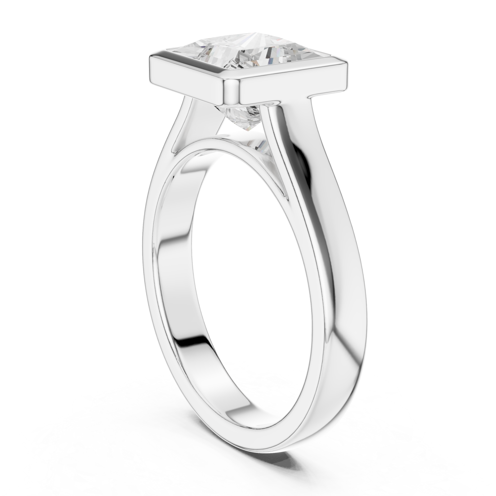  White Gold Celeste Modern Solitaire Ring Left View