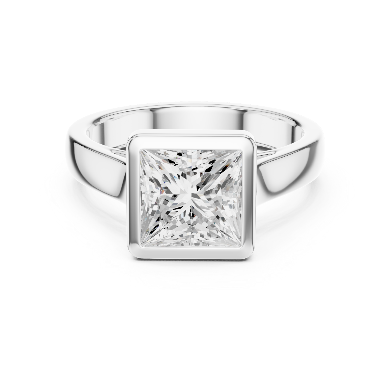  White Gold Celeste Modern Solitaire Ring Front View