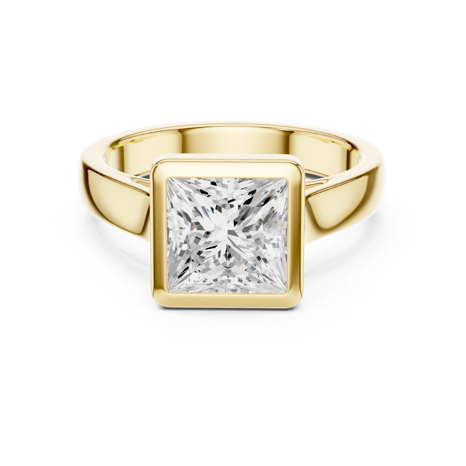  Gold Celeste Modern Solitaire Ring Front View