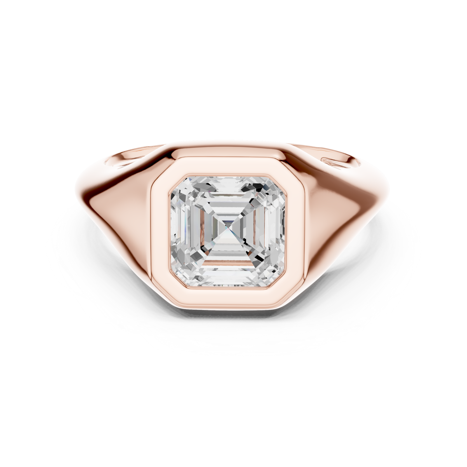  Rose Gold Hexa Crest Statement Ring Front View
